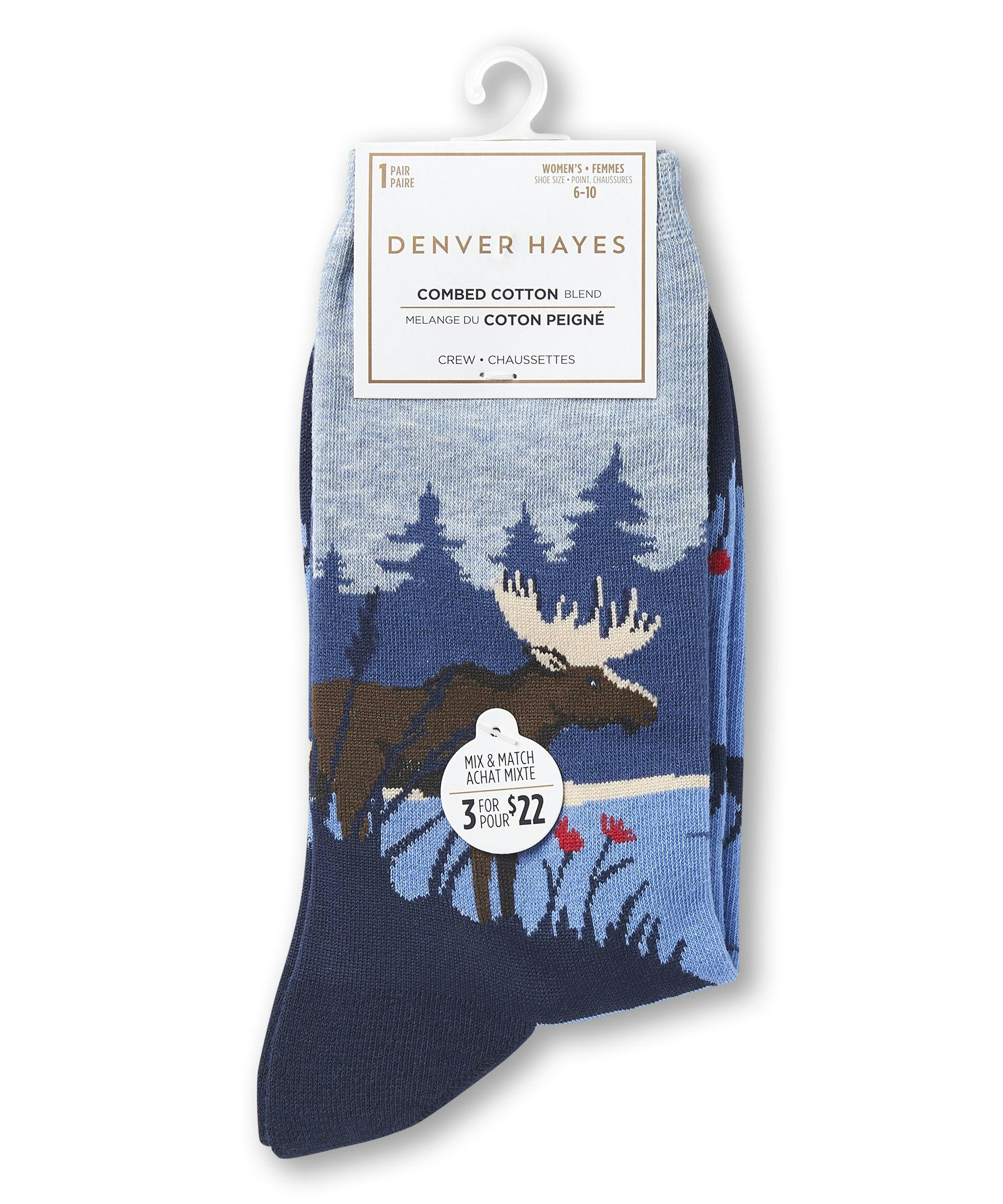 Denver Hayes Women's Patterned Crew Socks