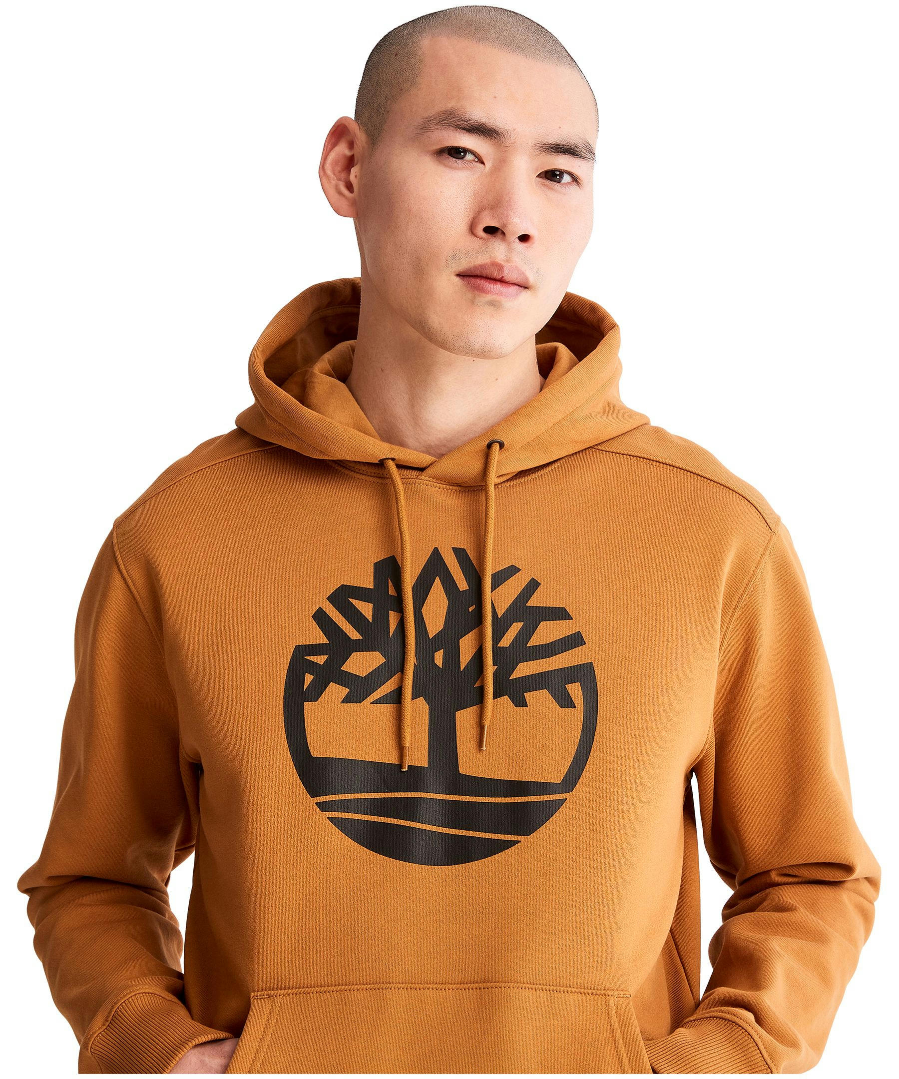 Timberland Men's Core Tree Logo Kangaroo Pocket Pullover Hoodie