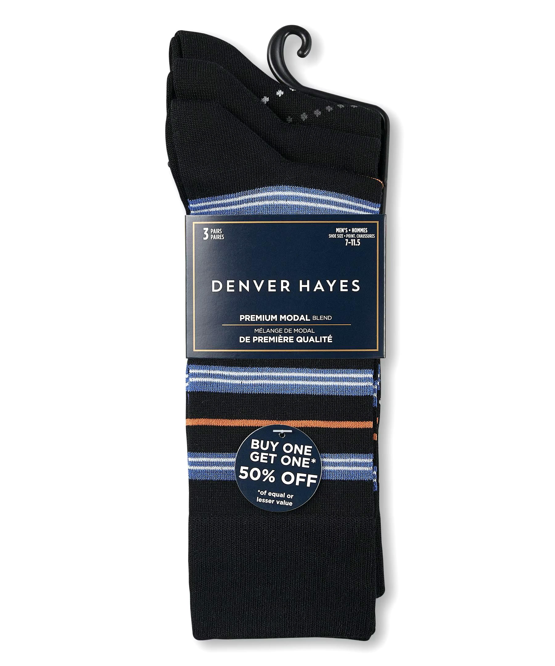 Denver Hayes Men's Casual Crew Socks, 3 Pack