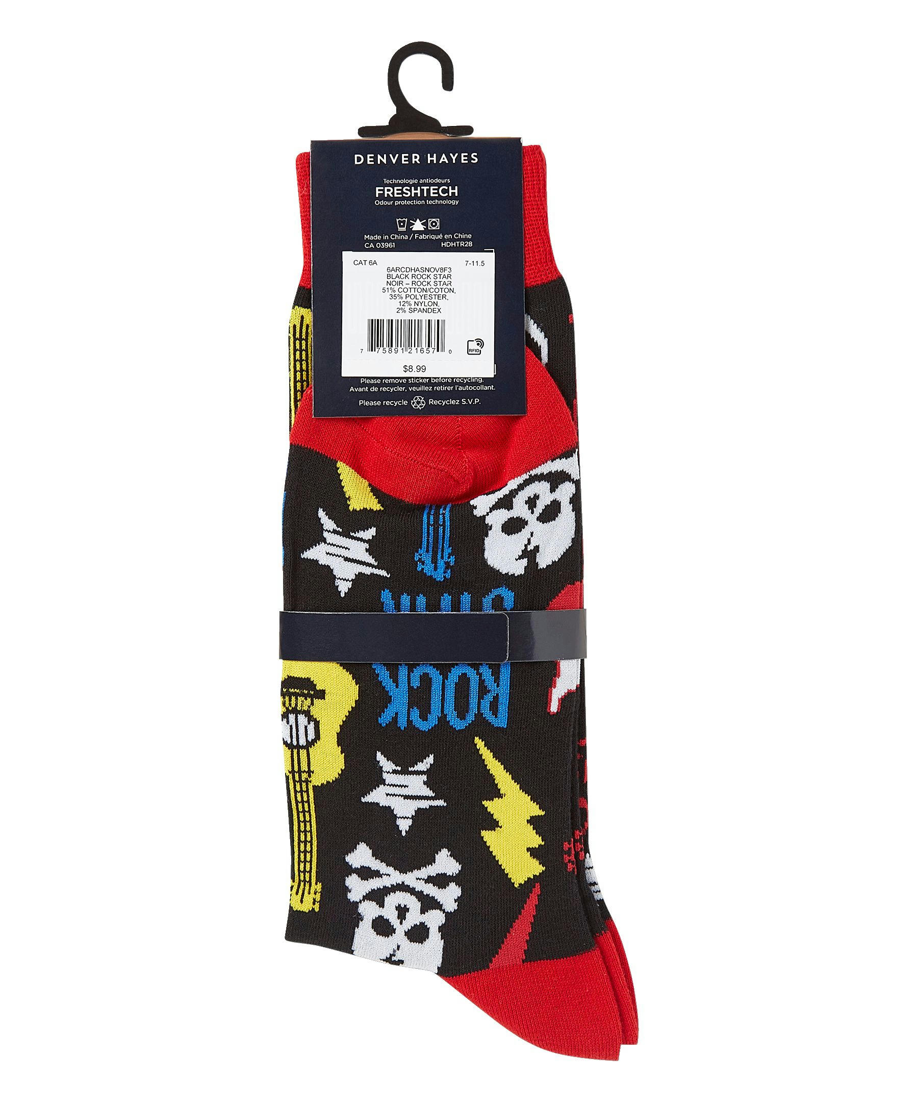 Denver Hayes Men's Novelty Pattern Crew Socks