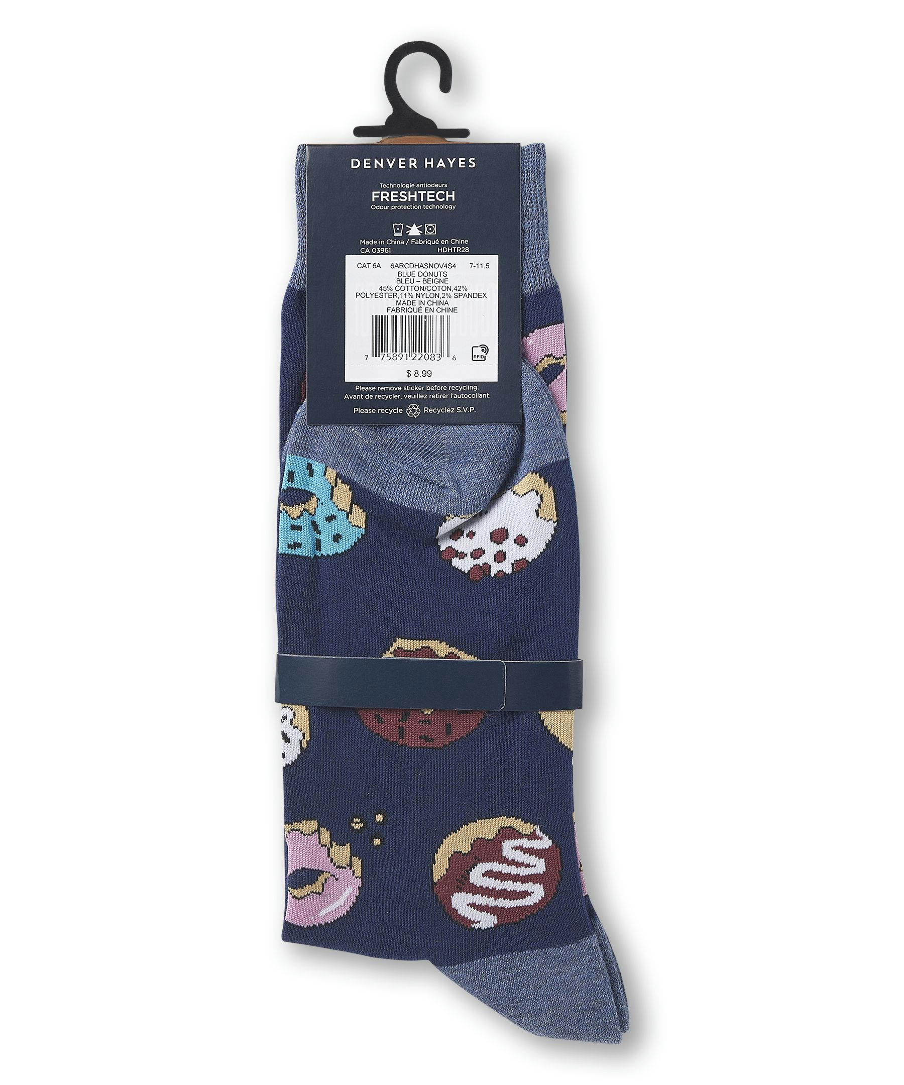 Denver Hayes Men's FRESHTECH® Novelty Food Pattern Casual Crew Socks