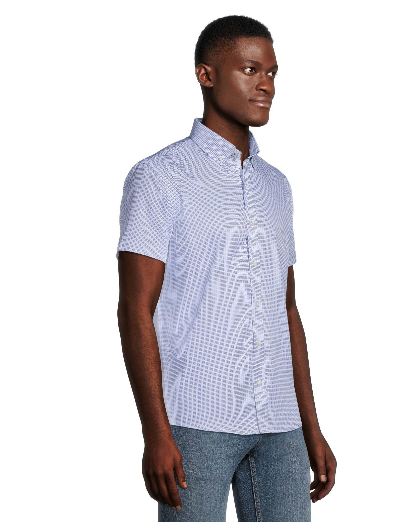 Denver Hayes Men's Hybrid 4-Way Stretch Short Sleeve Commuter Sport Shirt