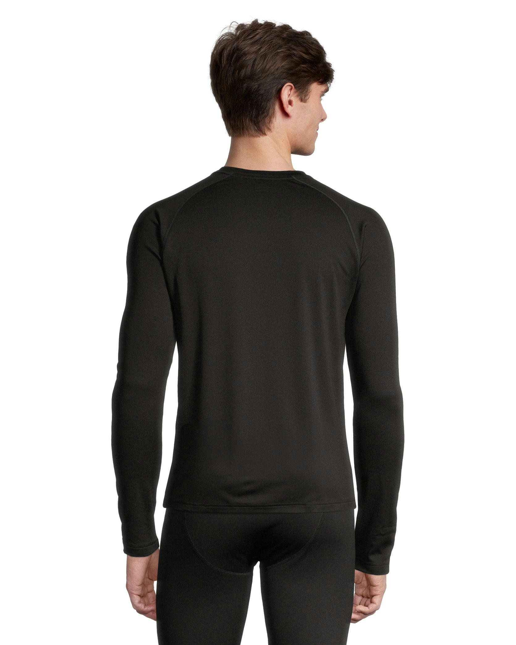 WindRiver Men's T-Max Heat Light-weight Crew Neck Long Sleeve Fleece Top - Black