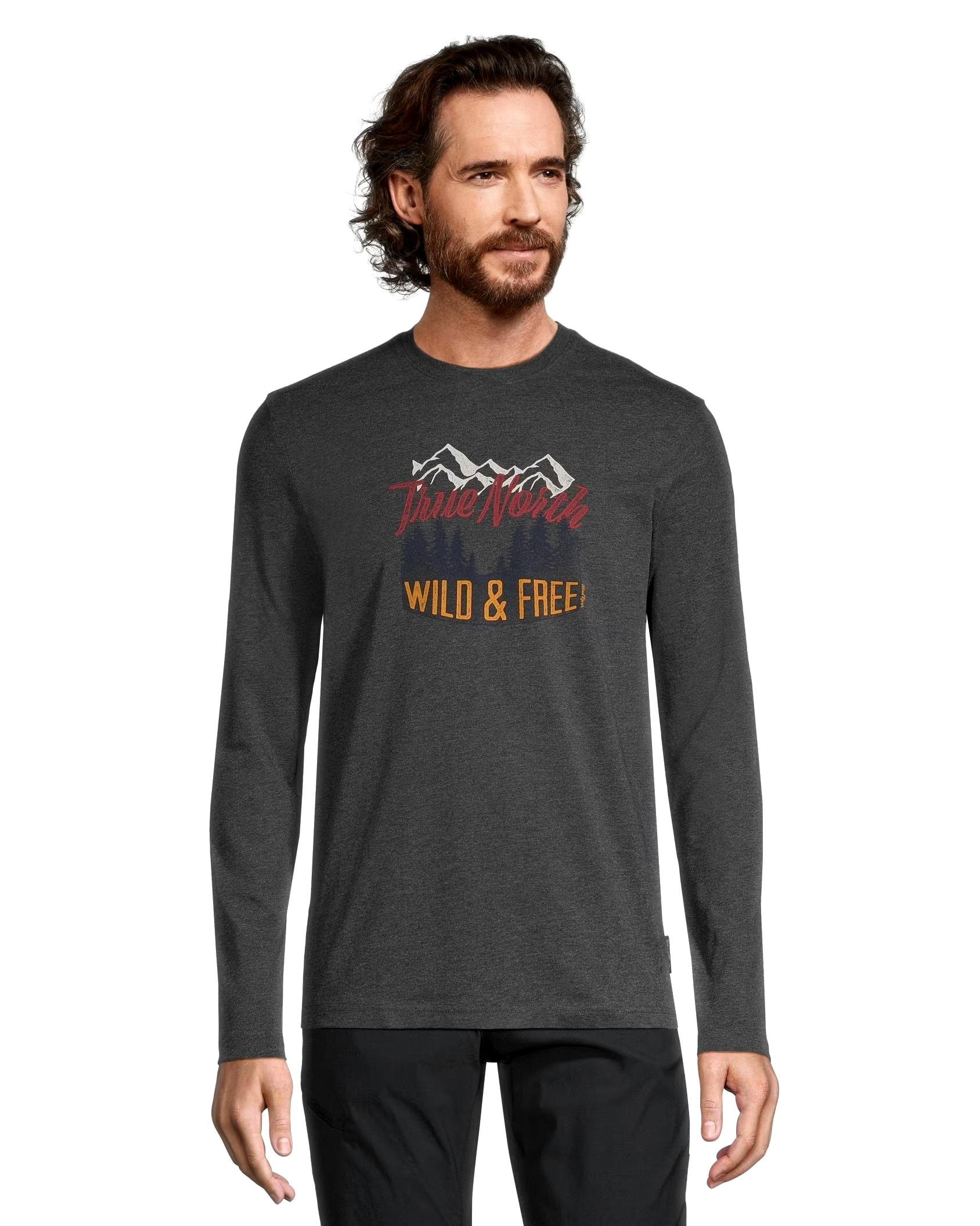 WindRiver Men's True North Graphic Long Sleeve Crew Neck T Shirt