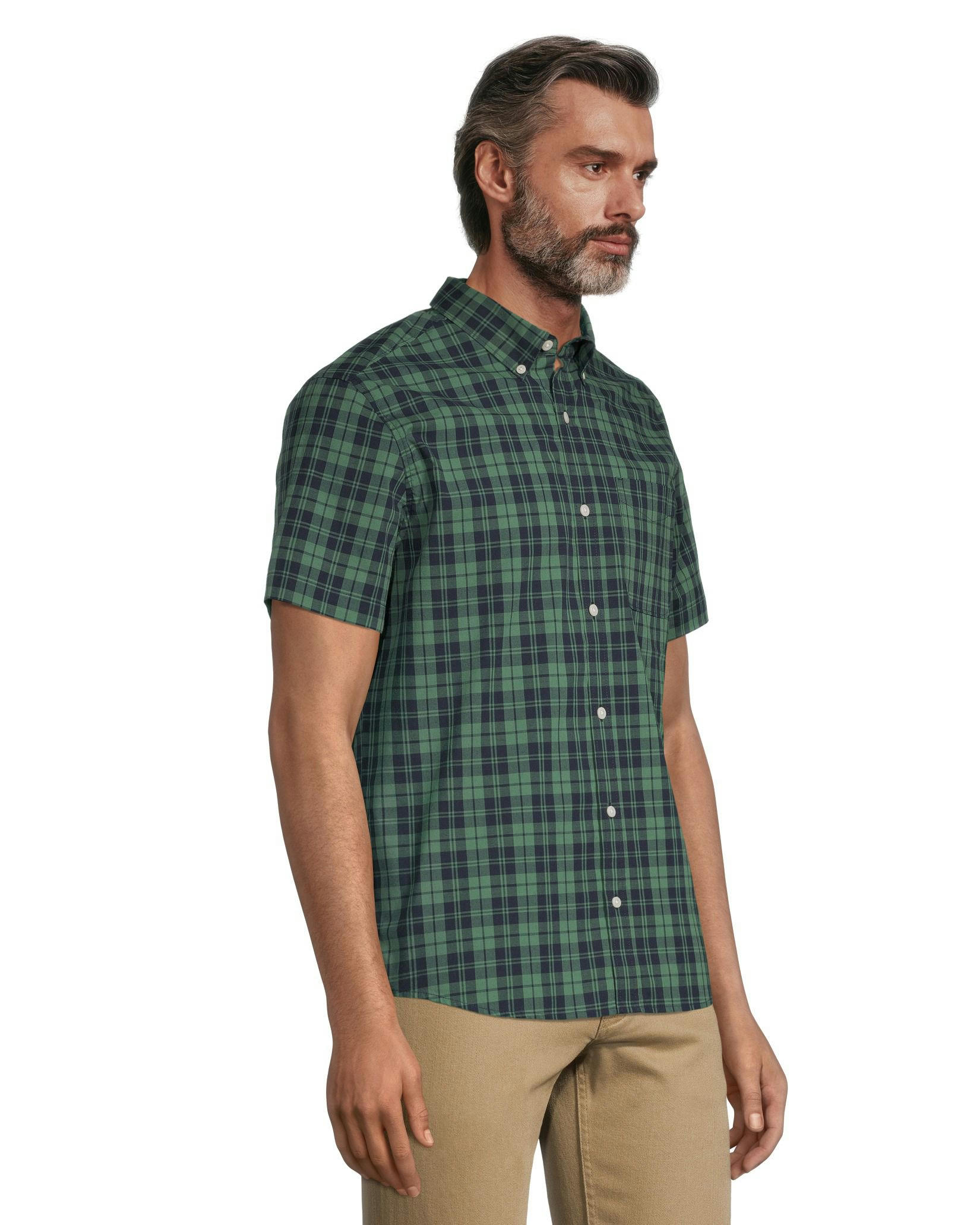 Denver Hayes Men's Modern Fit Short Sleeve Plaid Casual Sport Shirt