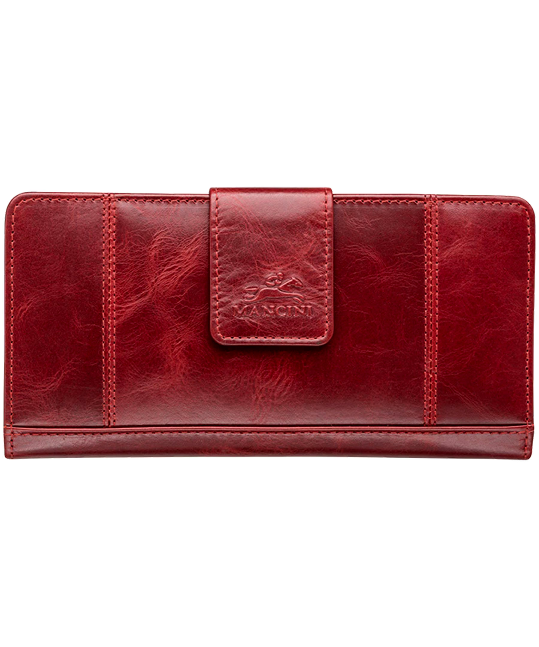 Mancini Leather Goods Women's Casablanca RFID Secure Clutch Wallet Red