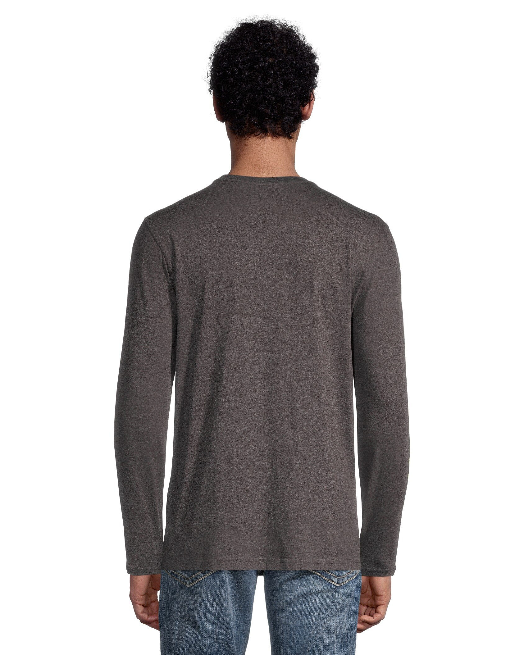 Silver Men's Long Sleeve Crewneck Graphic T Shirt