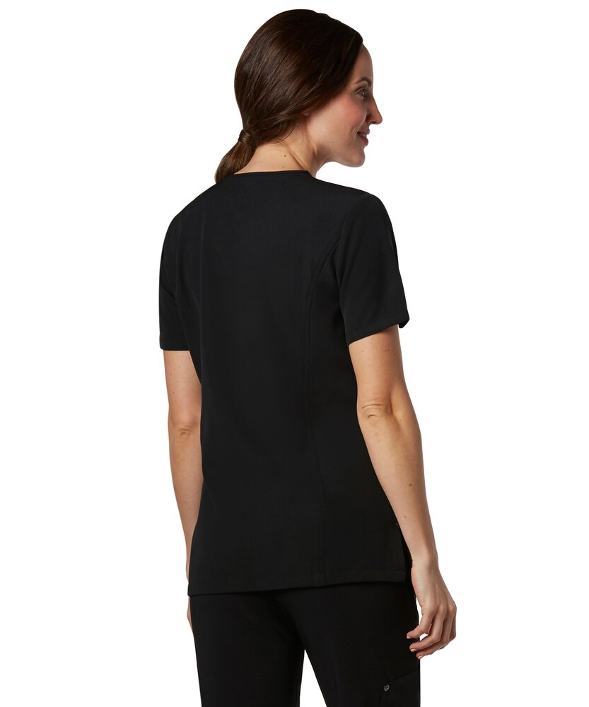 HEALTH PRO Women's High Performance FLEXTECH 4-Way Stretch V-Neck Scrub Top - Black Tuxedo
