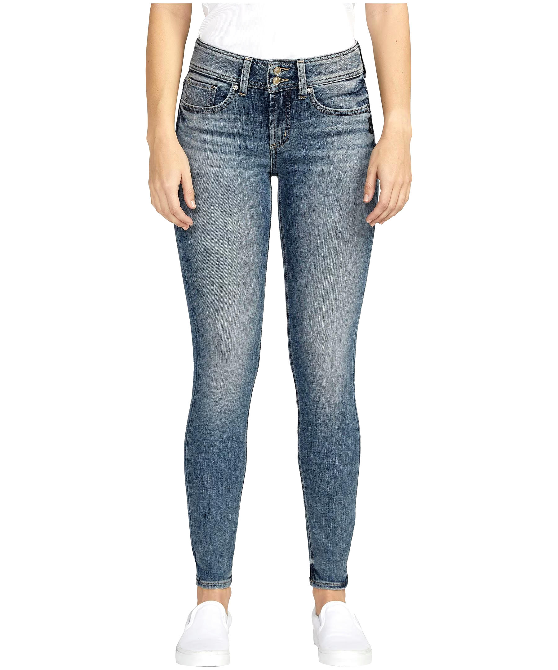 Silver Women's Suki Mid Rise Curvy Fit Skinny Jeans