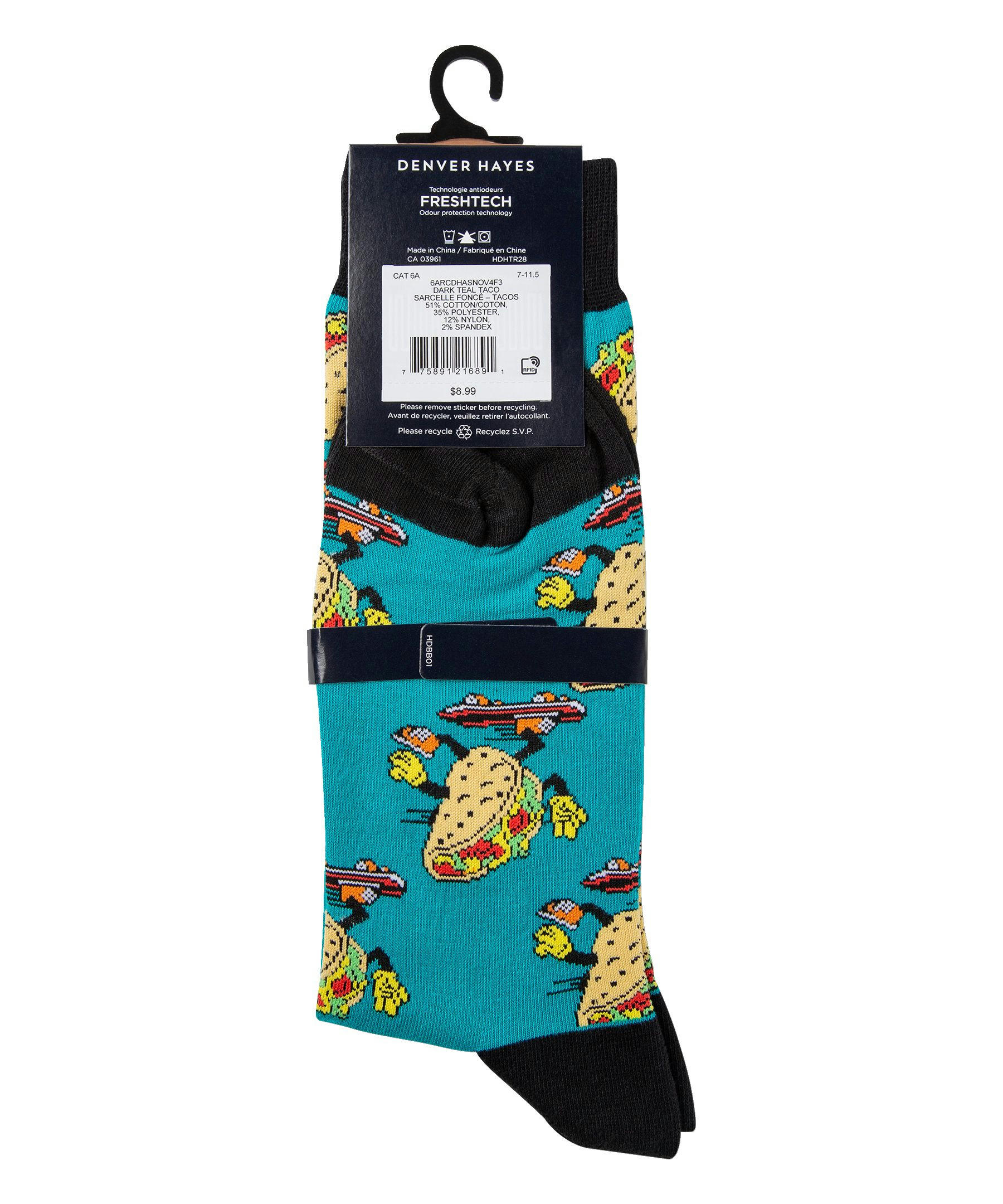 Denver Hayes Men's Novelty Food Pattern Crew Socks