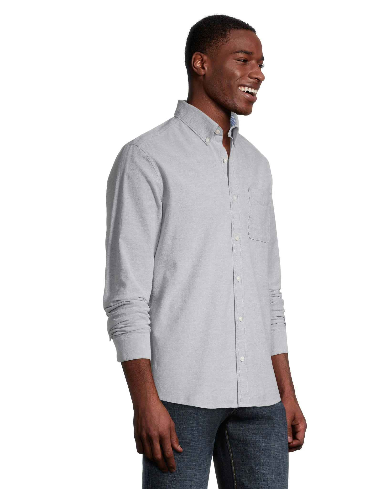 Denver Hayes Men's Stretch Oxford Modern Fit Long Sleeve Button Down Shirt