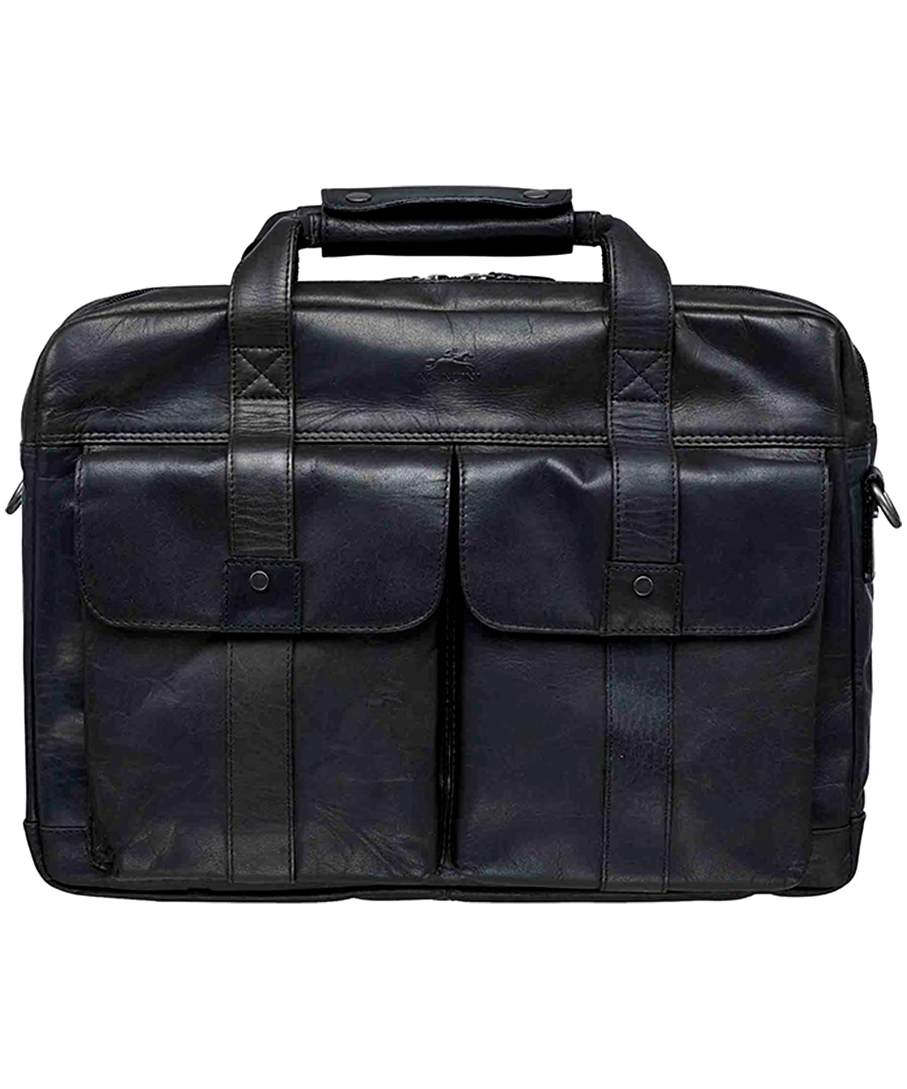 Mancini Leather Goods Men's Buffalo Laptop Briefcase Black