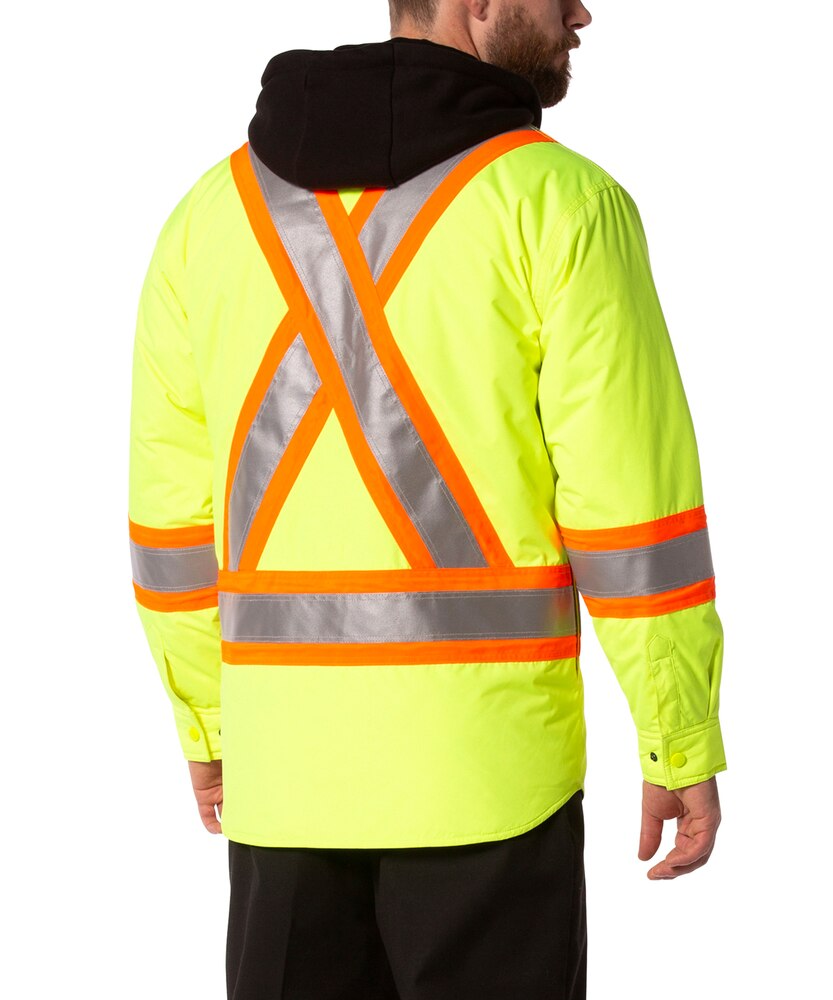 Dakota WorkPro Series Men's Class 2 Hi Vis Water Repellent Hooded Quilt Shirt Jacket