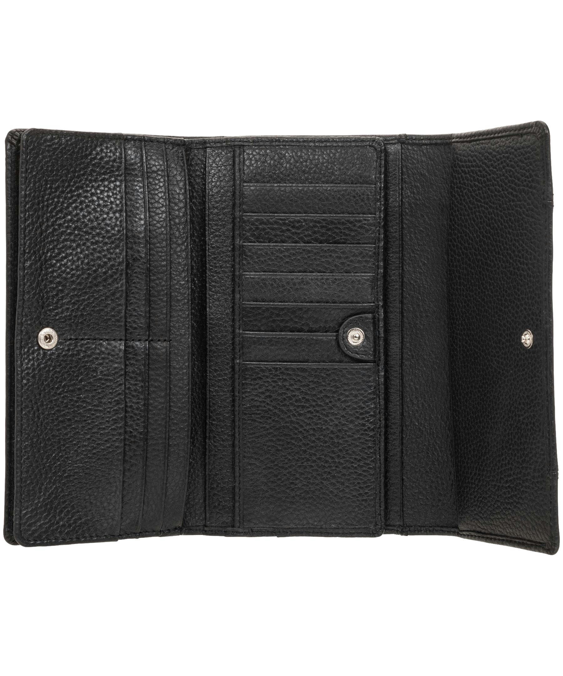 Mancini Leather Goods Women's Pebelled RFID Secure Trifold Wing Wallet