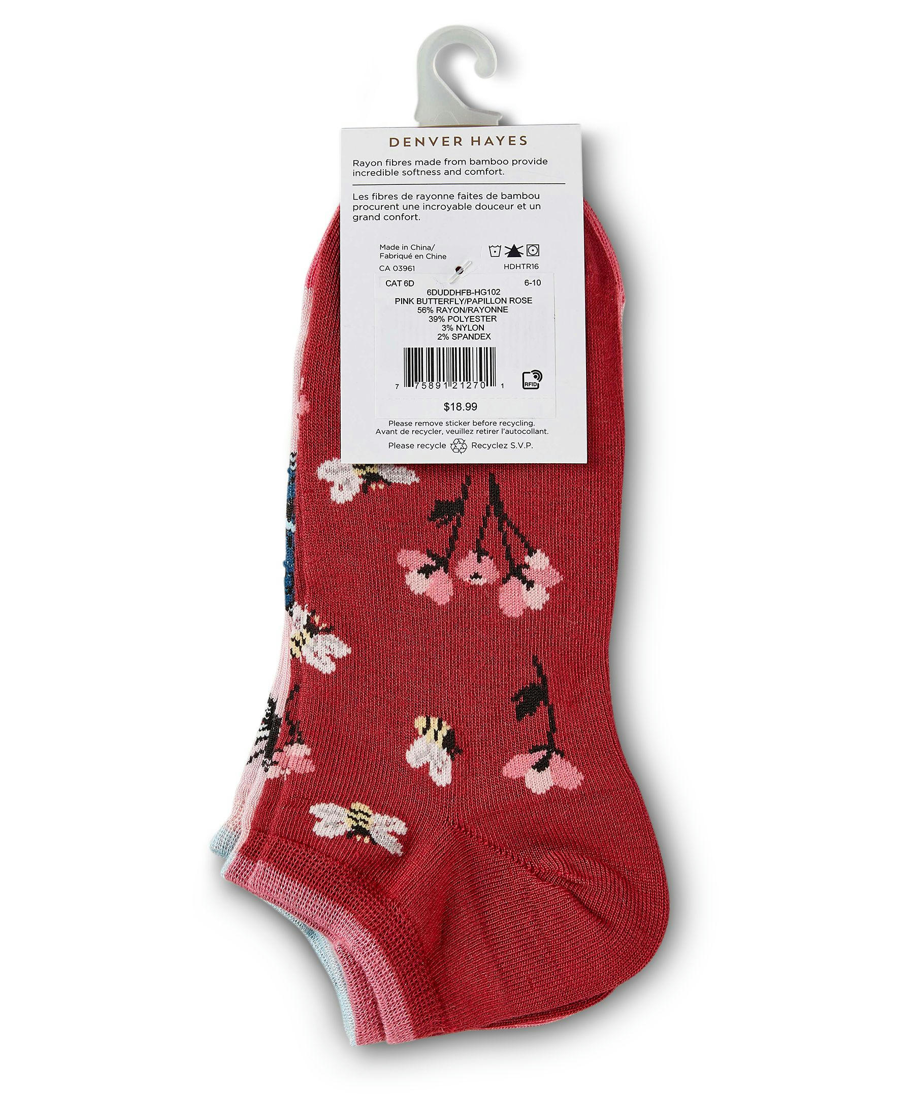 Denver Hayes Women's 3-Pack Bamboo Low Cut Socks