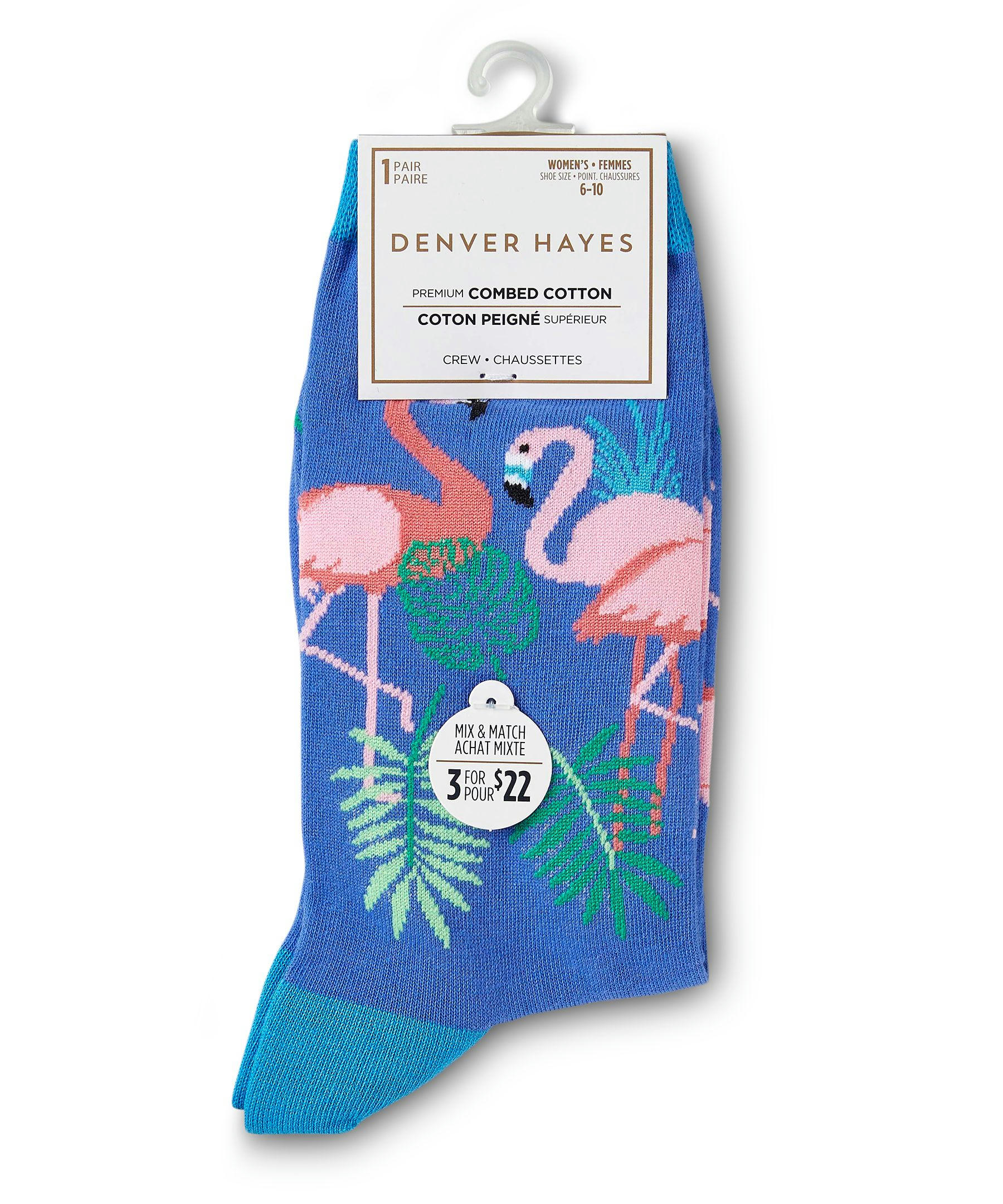 Denver Hayes Women's Crew Patterned Cotton Socks