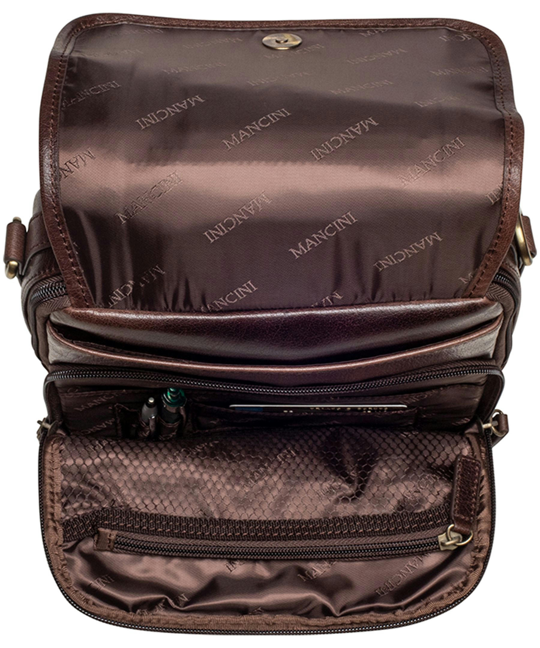 Mancini Leather Goods Unisex Arizona Classic Bag with Removable Straps Brown