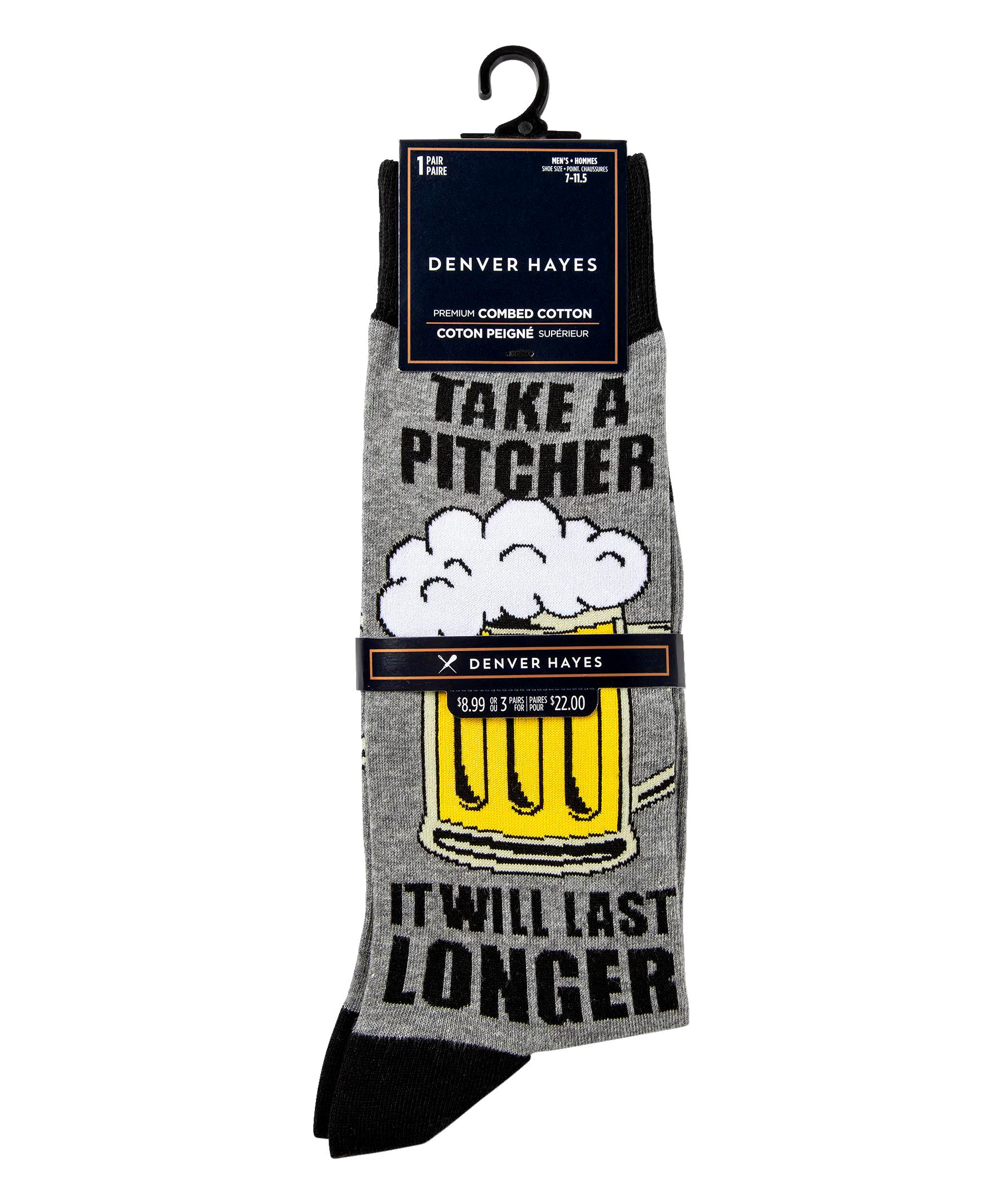 Denver Hayes Men's Novelty Beer Pattern Crew Socks