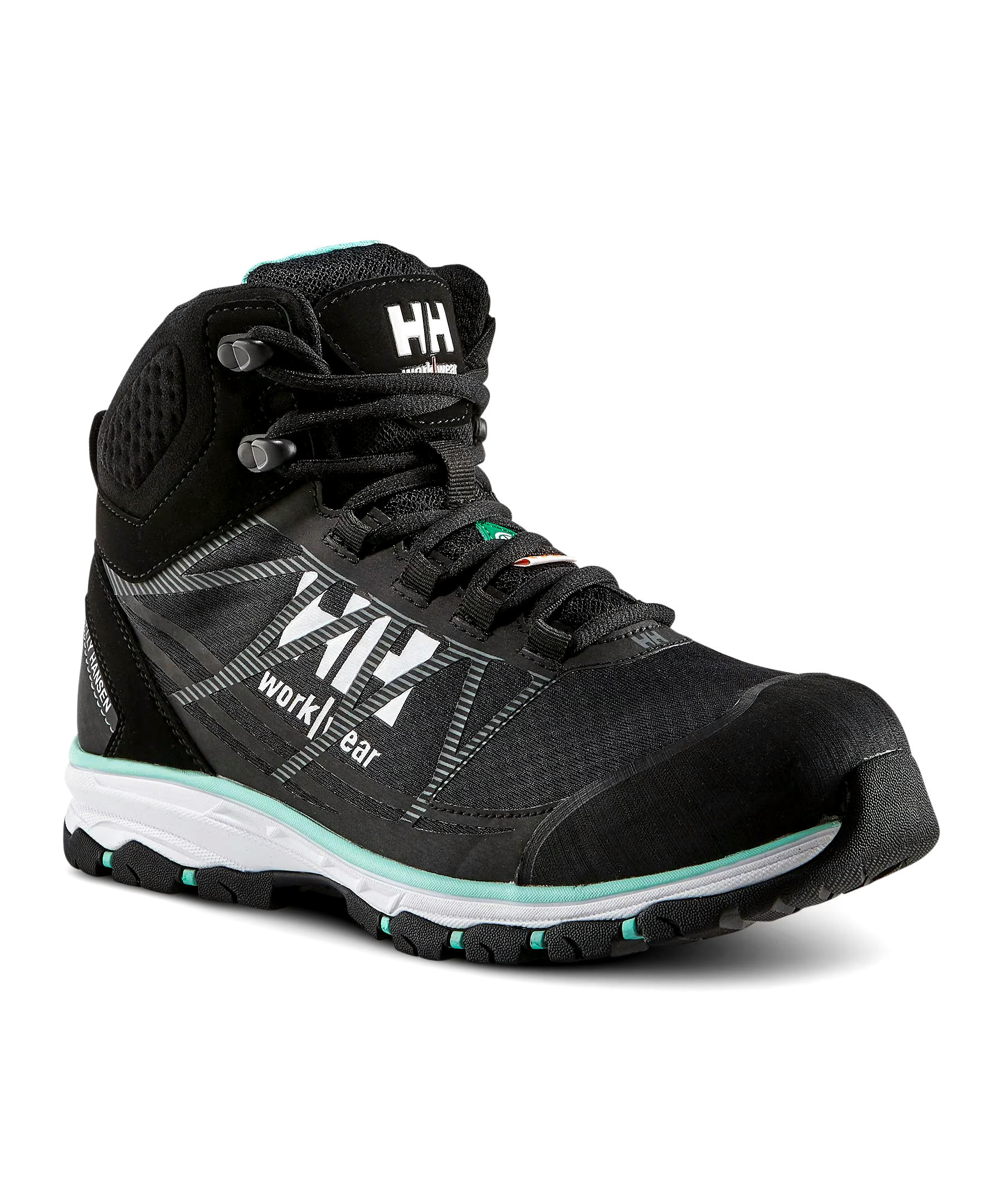 Helly Hansen Workwear Women's Aluminum Toe Composite Plate Mid Cut Safety Hiker Boots - Black/Aqua