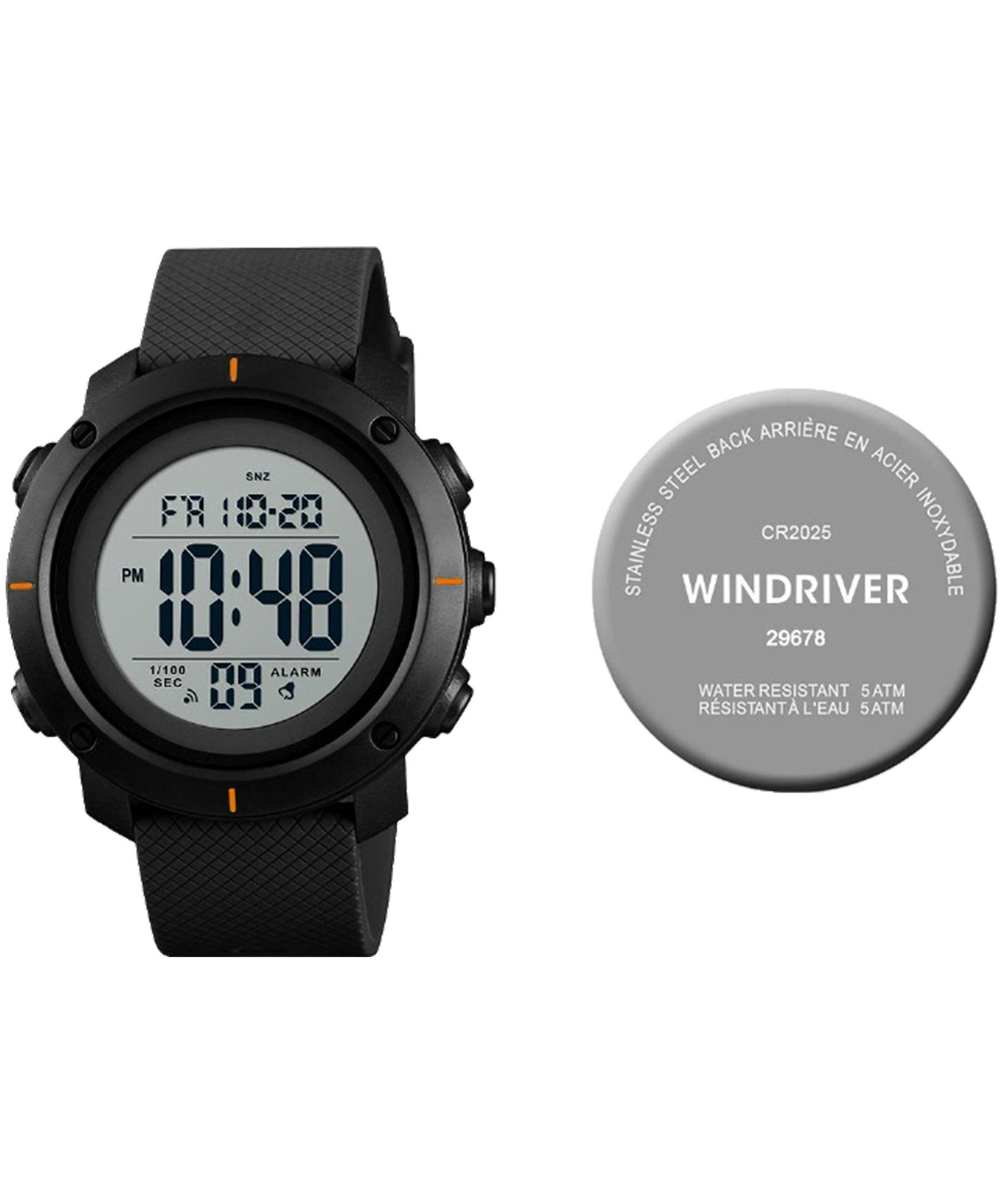 WindRiver Digital Water Resistant Watch with Carbon Strap