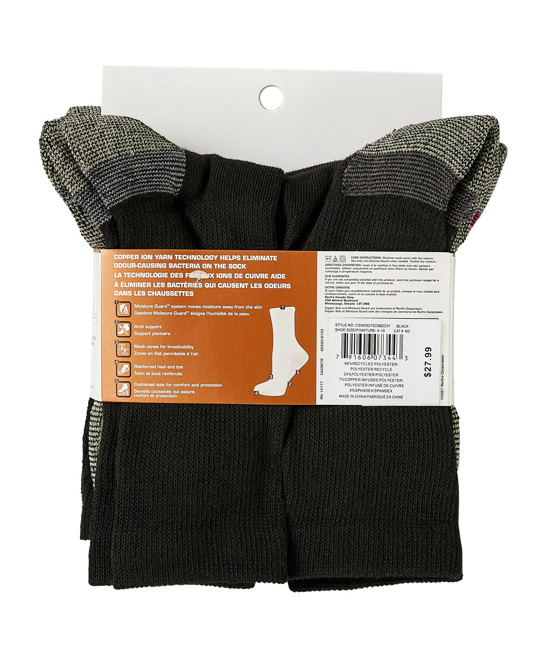 Copper Sole Women's 5 Pack Extreme Athletic Crew Socks