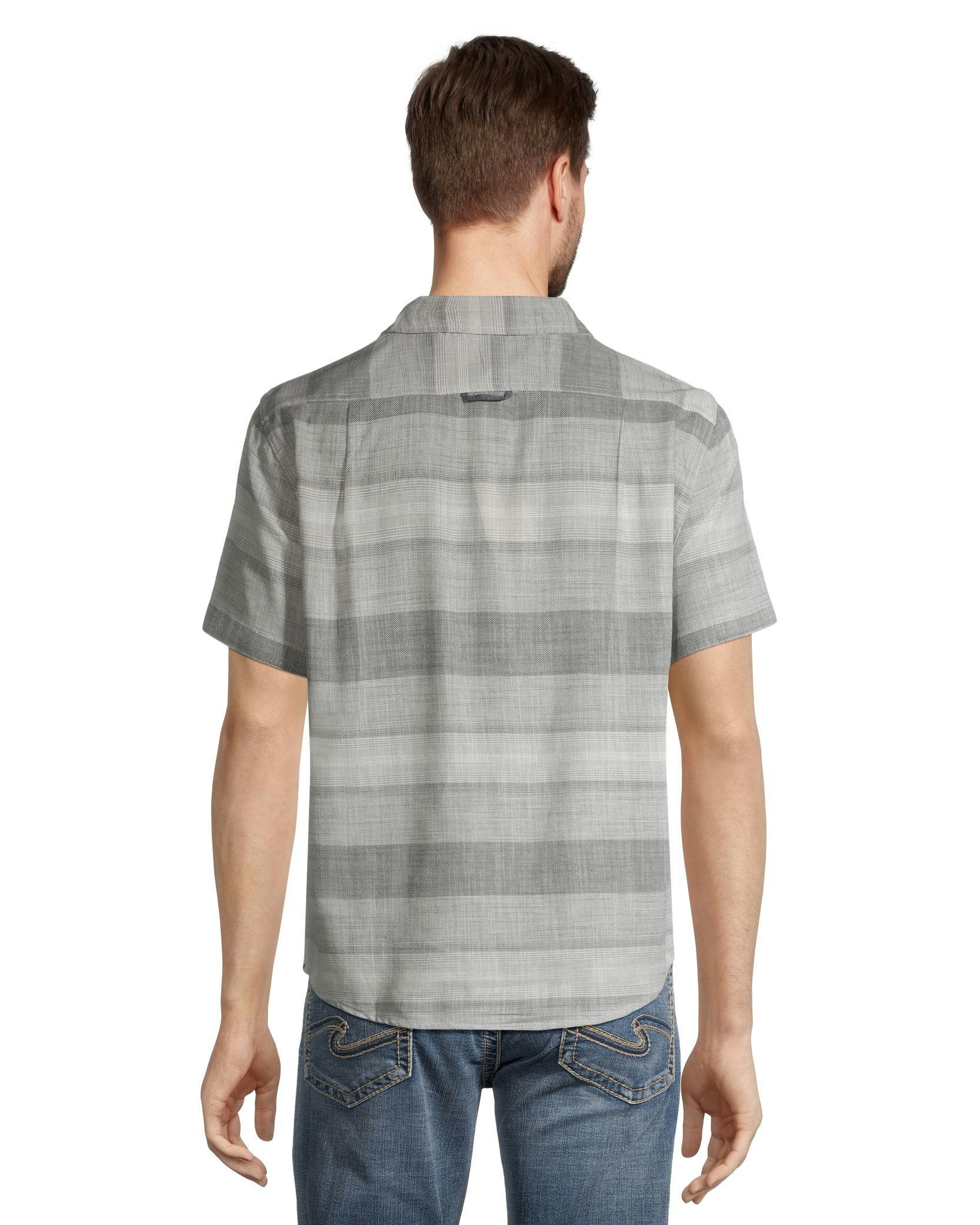 Silver Men's Striped Button Down Cotton Shirt