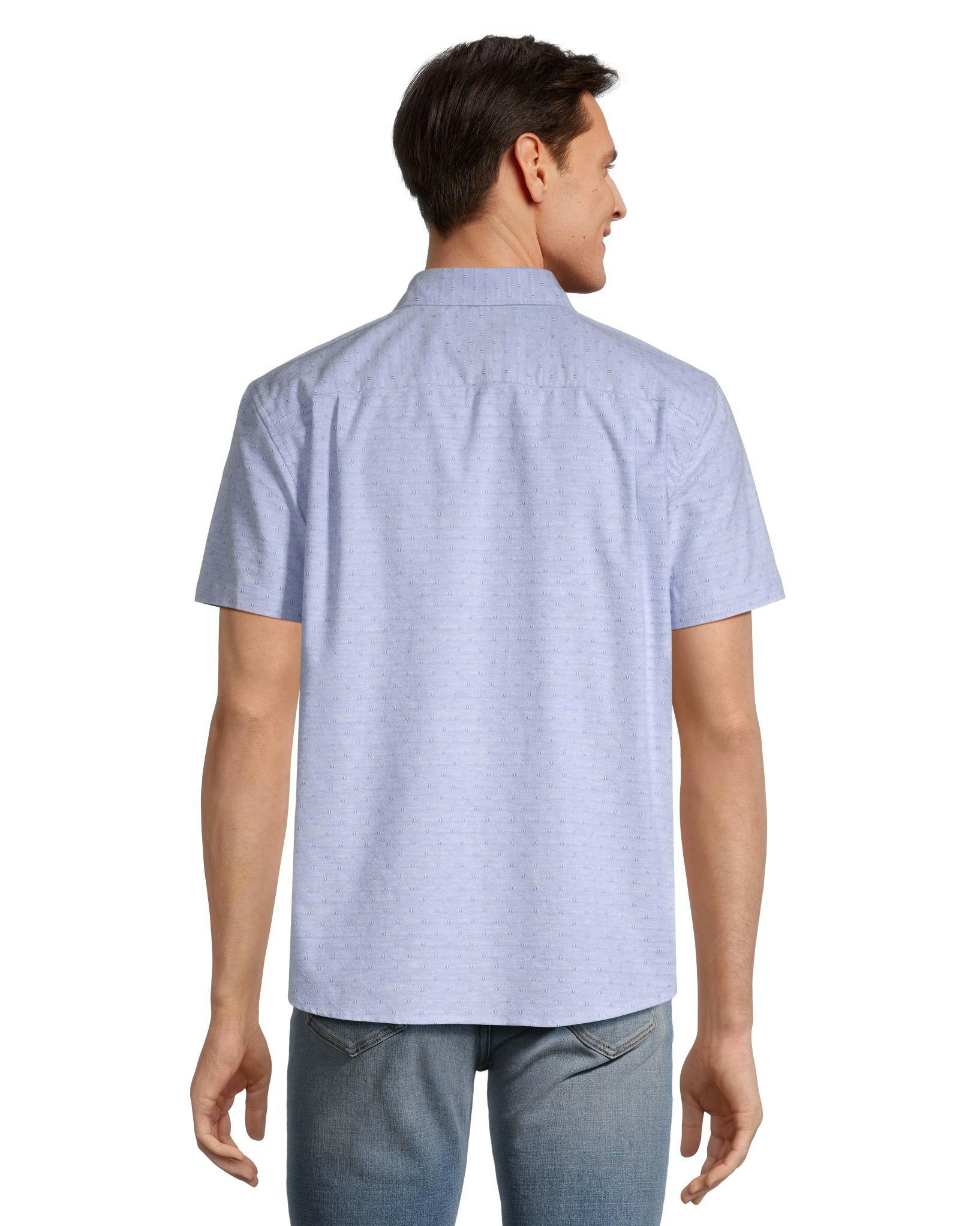 Denver Hayes Men's Stretch Oxford Modern Fit Short Sleeve Button Down Shirt