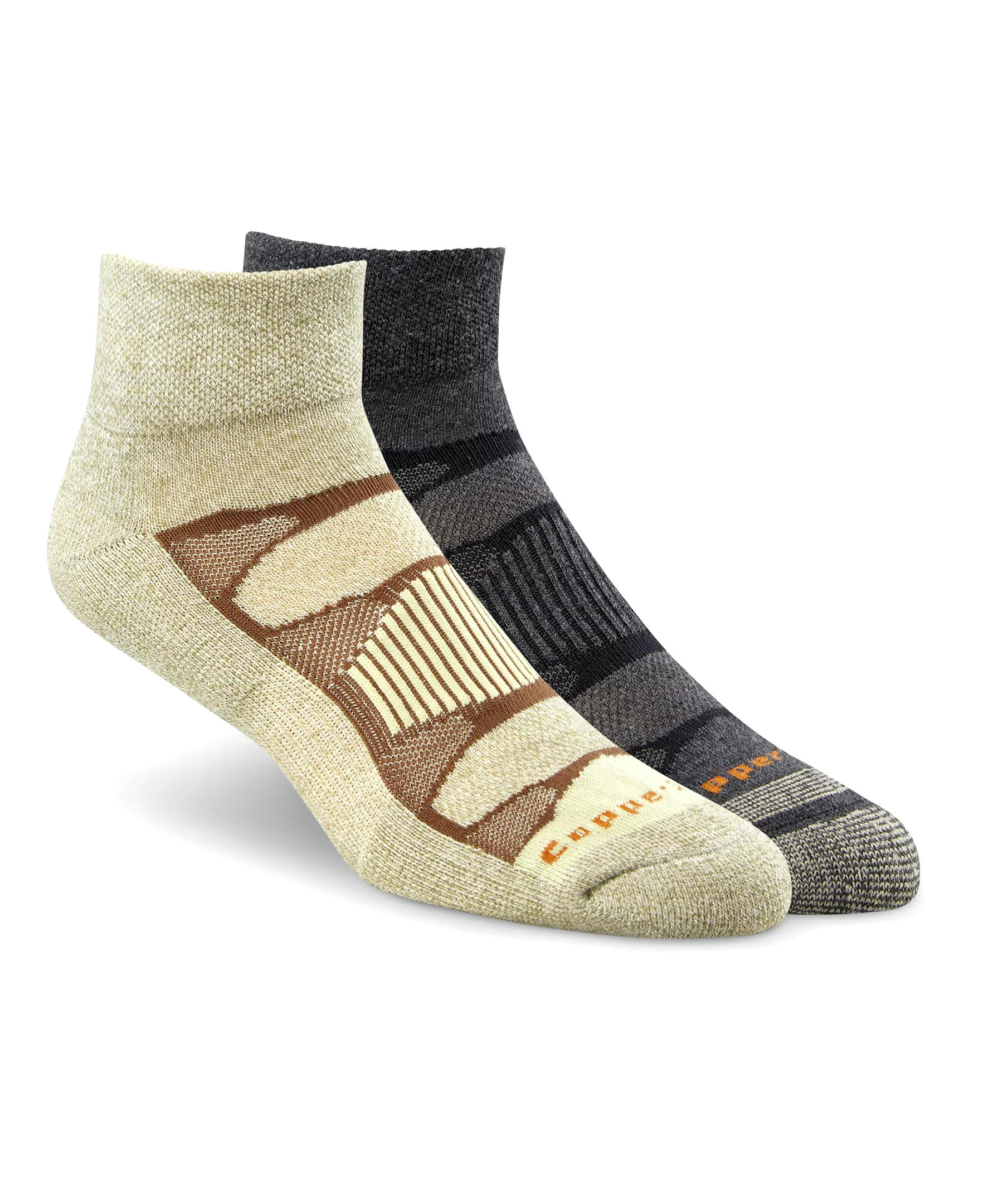 Copper Sole Men's 2 Pack All Season Hiking Moisture Guard Technology Ankle Socks