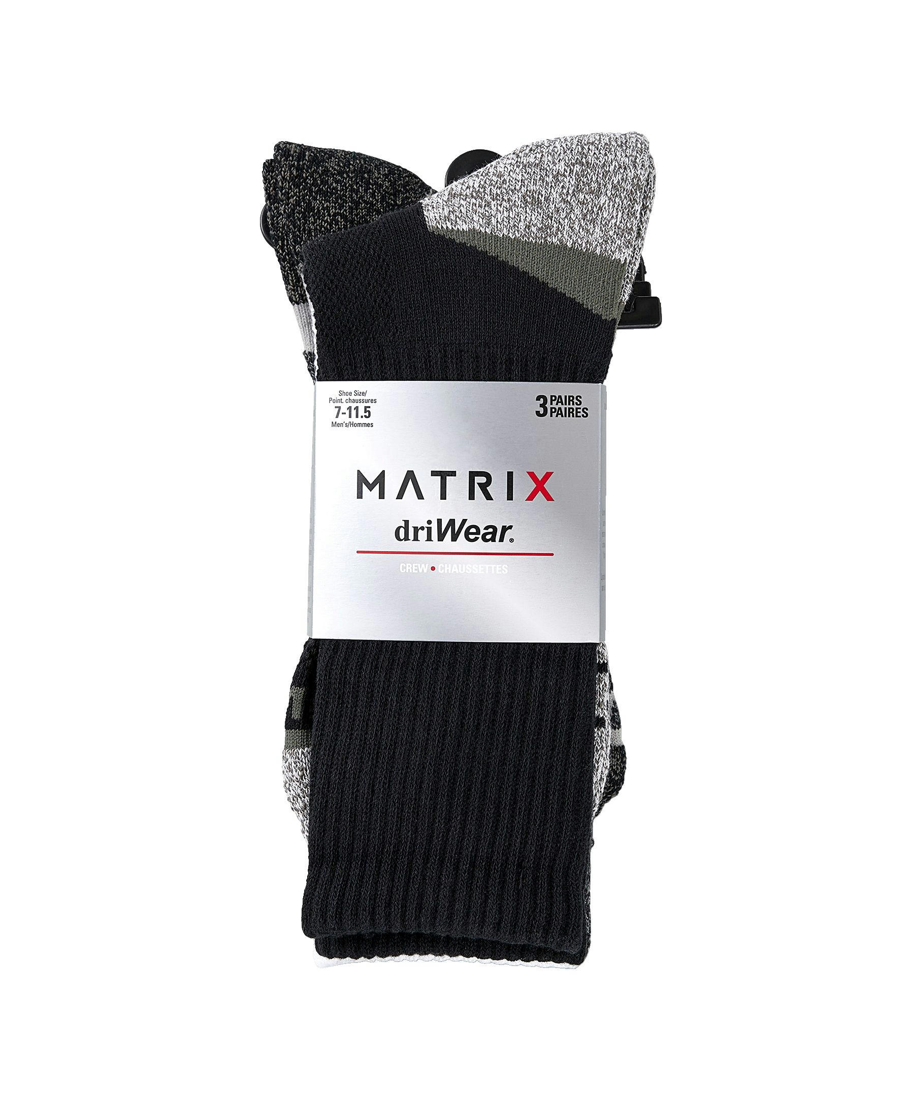 Matrix Men's Driwear 3-Pack Crew Sport Socks