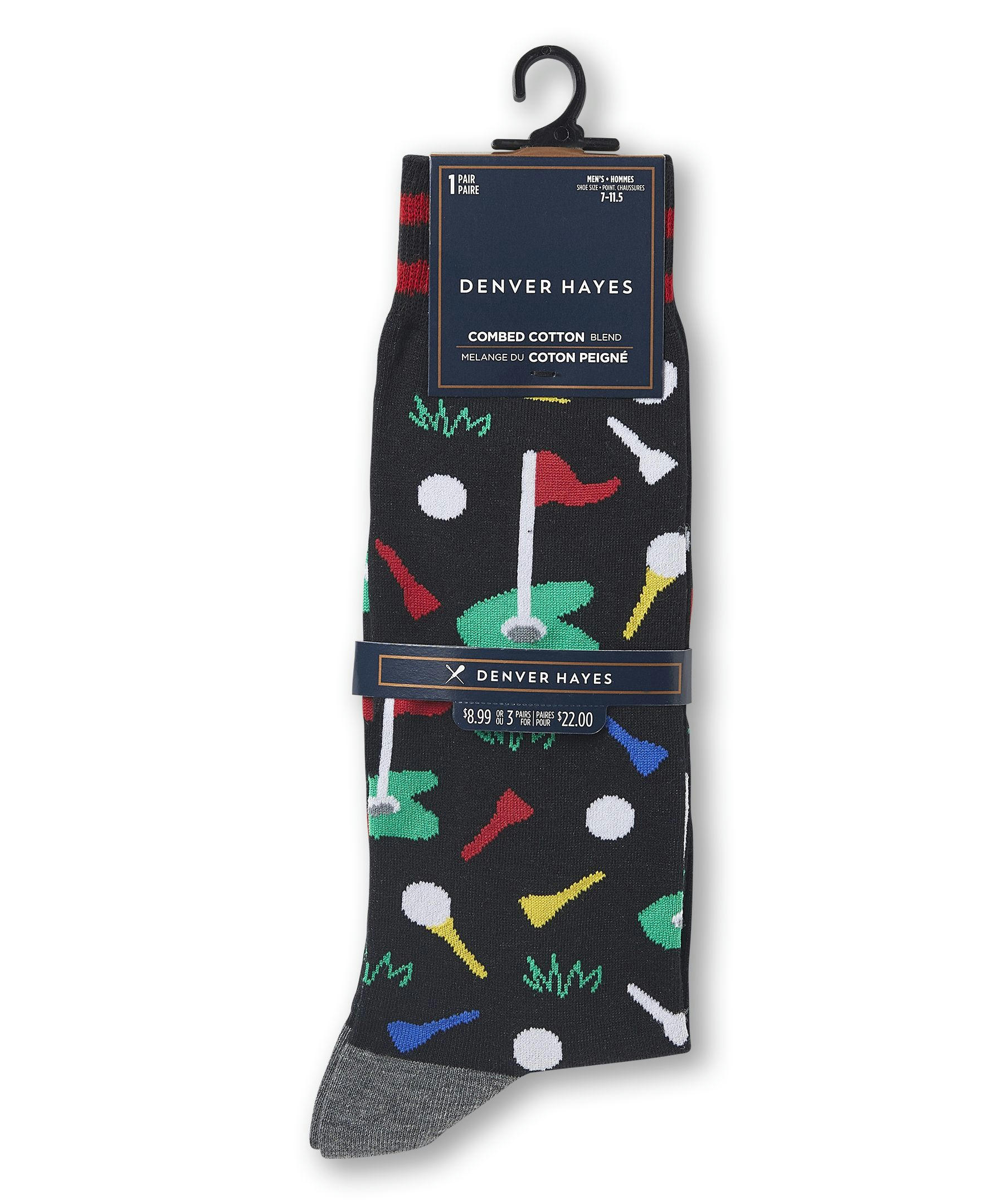 Denver Hayes Men's FRESHTECH® Sport Pattern Casual Crew Socks