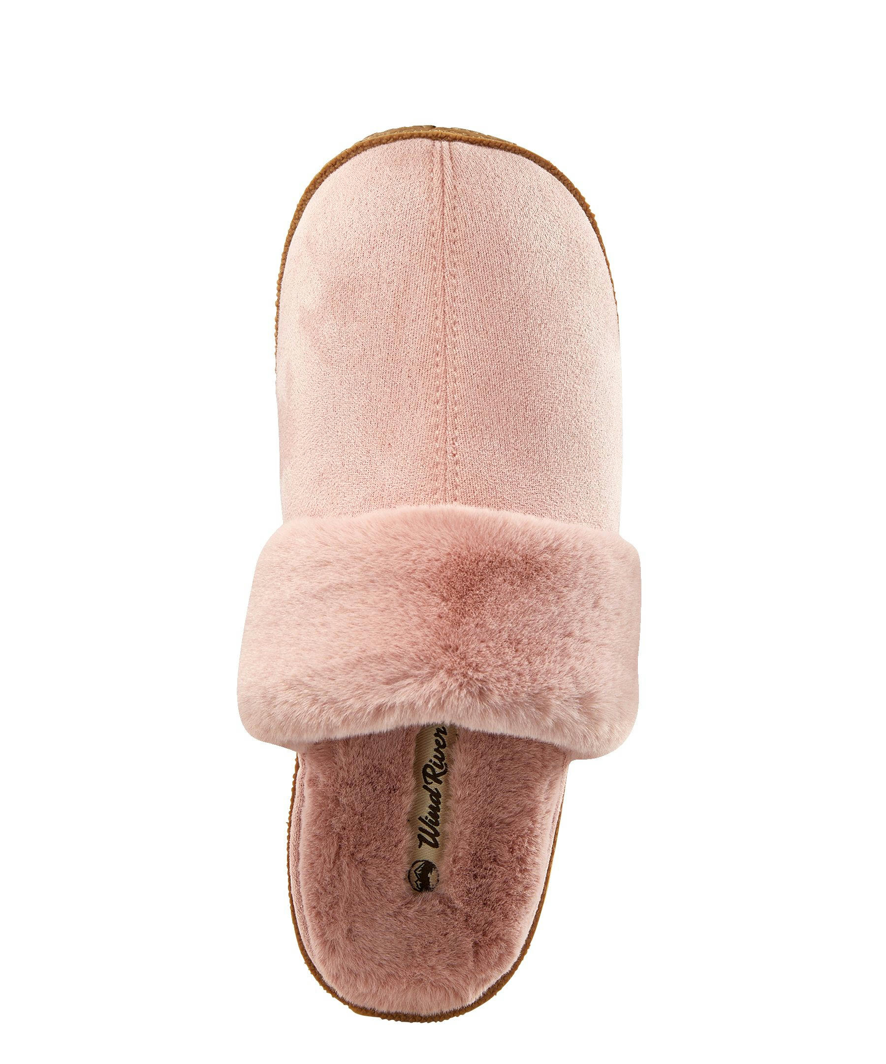 WindRiver Women's Faux Fur Trim Suede Slippers