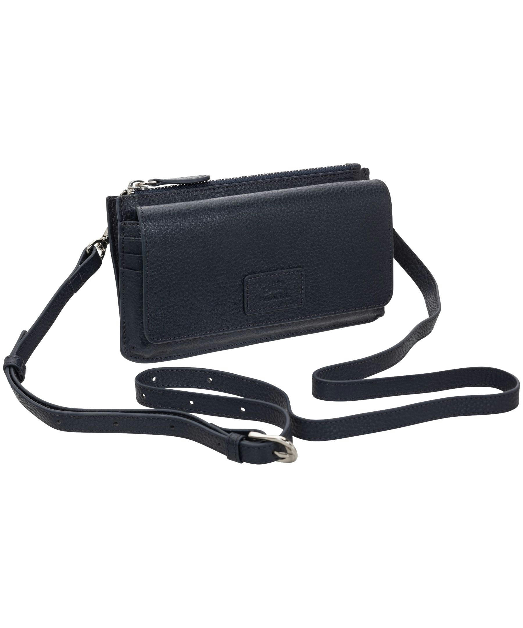 Mancini Leather Goods Women's Pebelled RFID Secure Crossbody Wallet