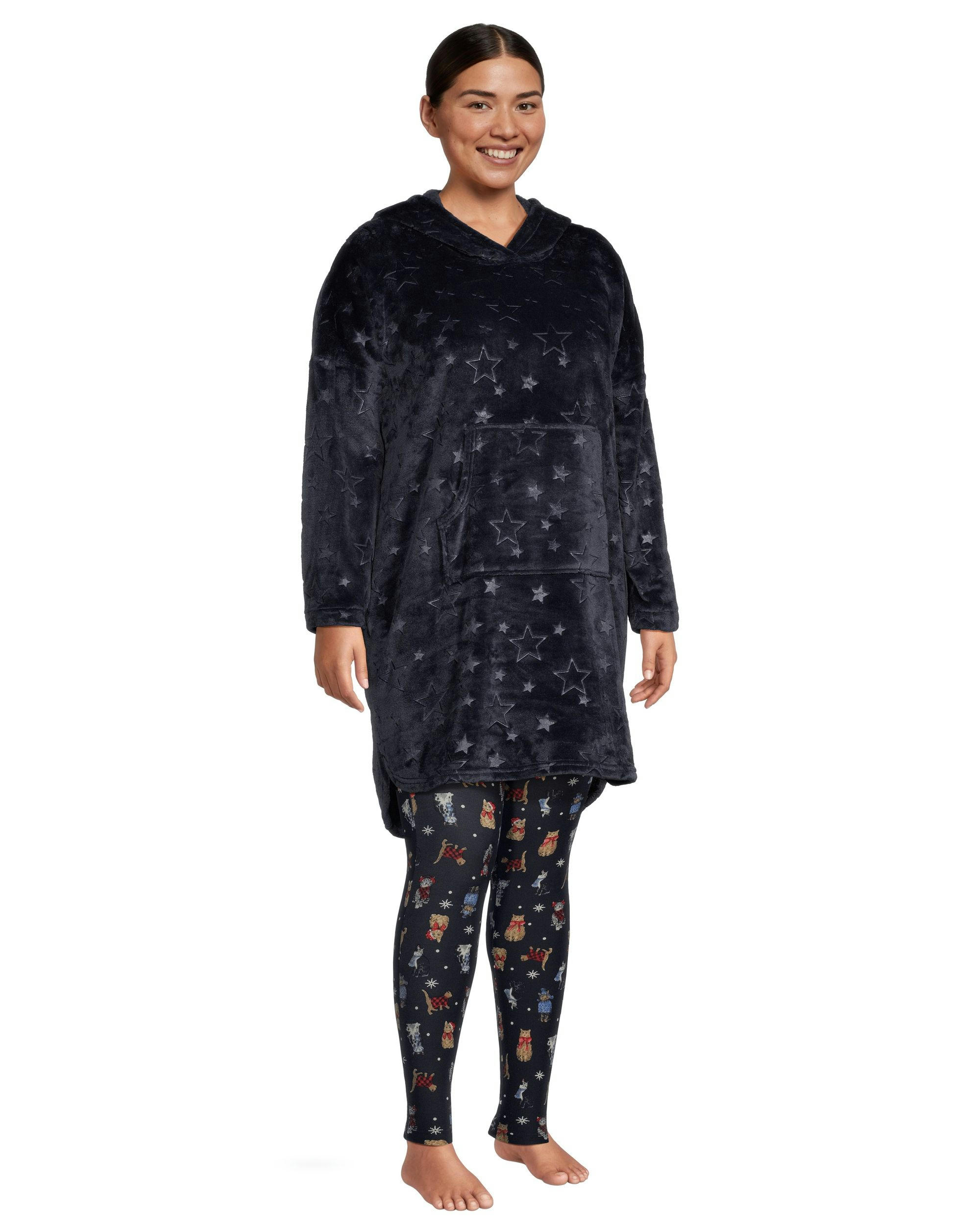 Denver Hayes Women's Plush Velour Hooded Night Shirt