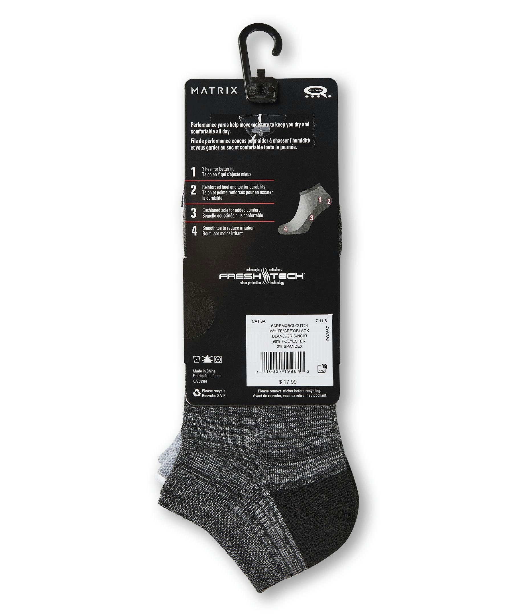 Matrix Men's BOGO Low Cut Sport Socks, 3 Pack