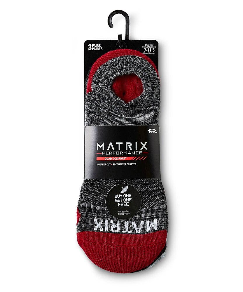 Matrix Men's 3 Pack FRESHTECH Quad Comfort Sneaker Cut Socks
