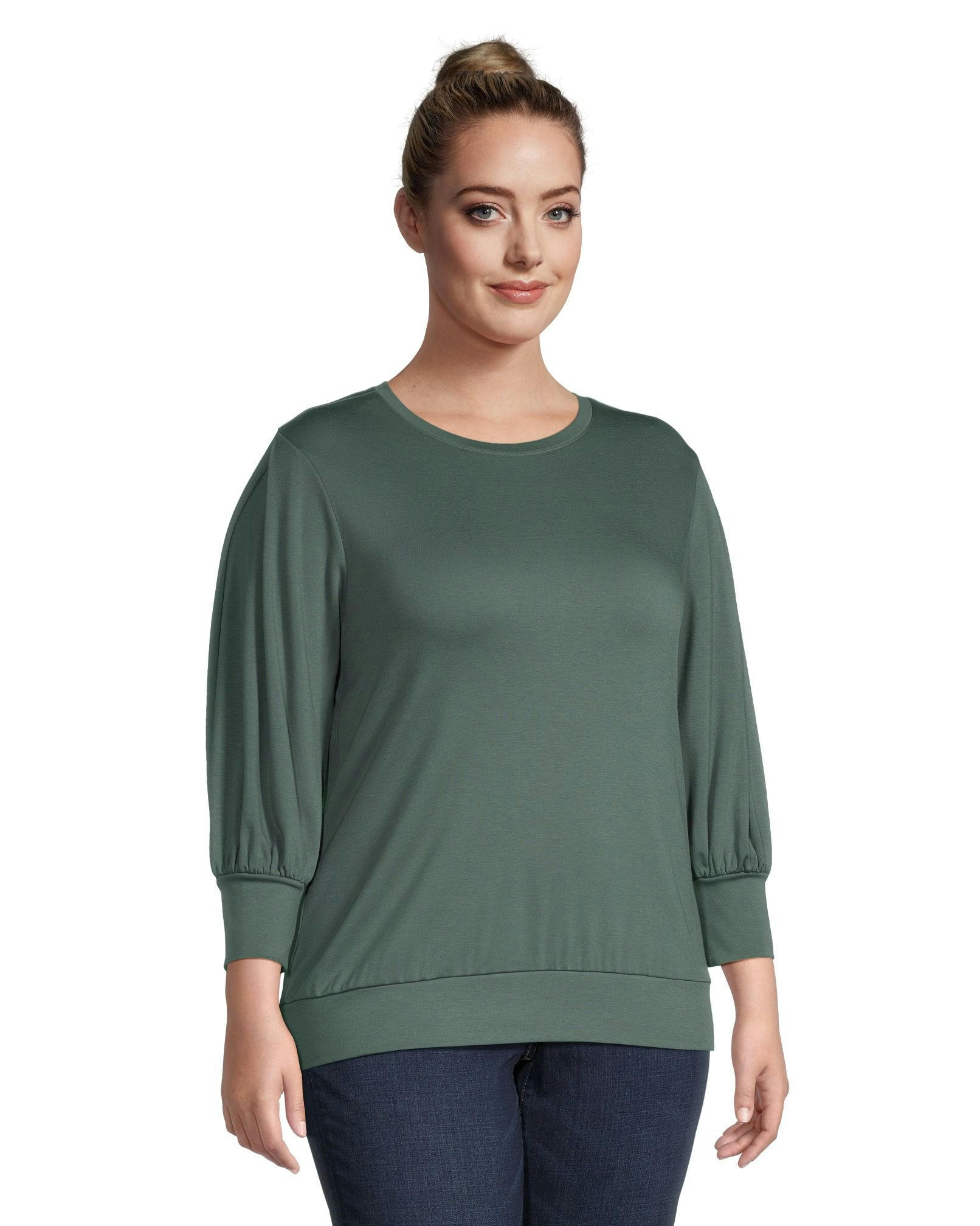 Denver Hayes Women's Semi Fitted 3/4 Length Sleeve Jersey Top