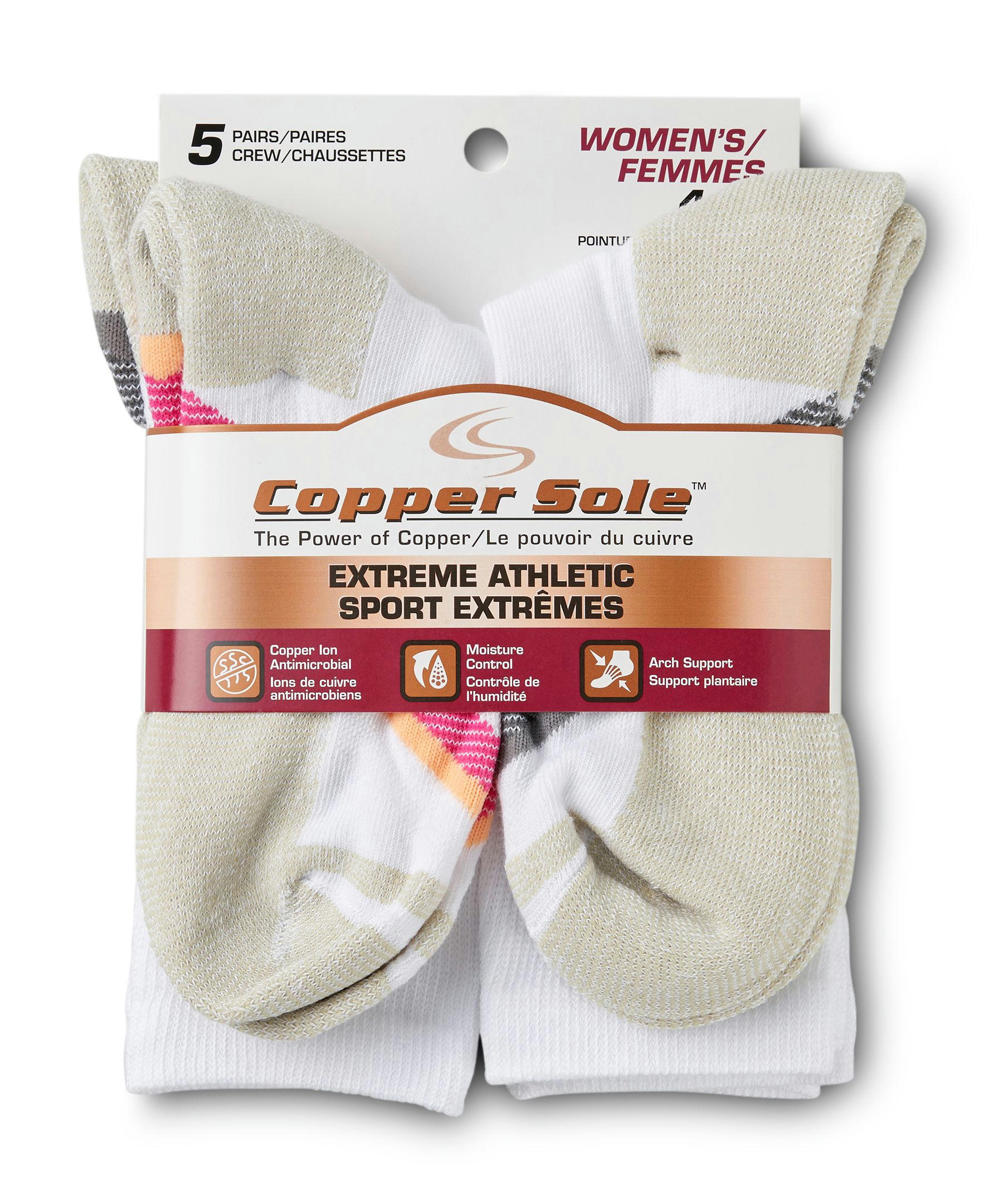 Women's 5 Pack Moisture Guard Extreme Athletic Crew Socks