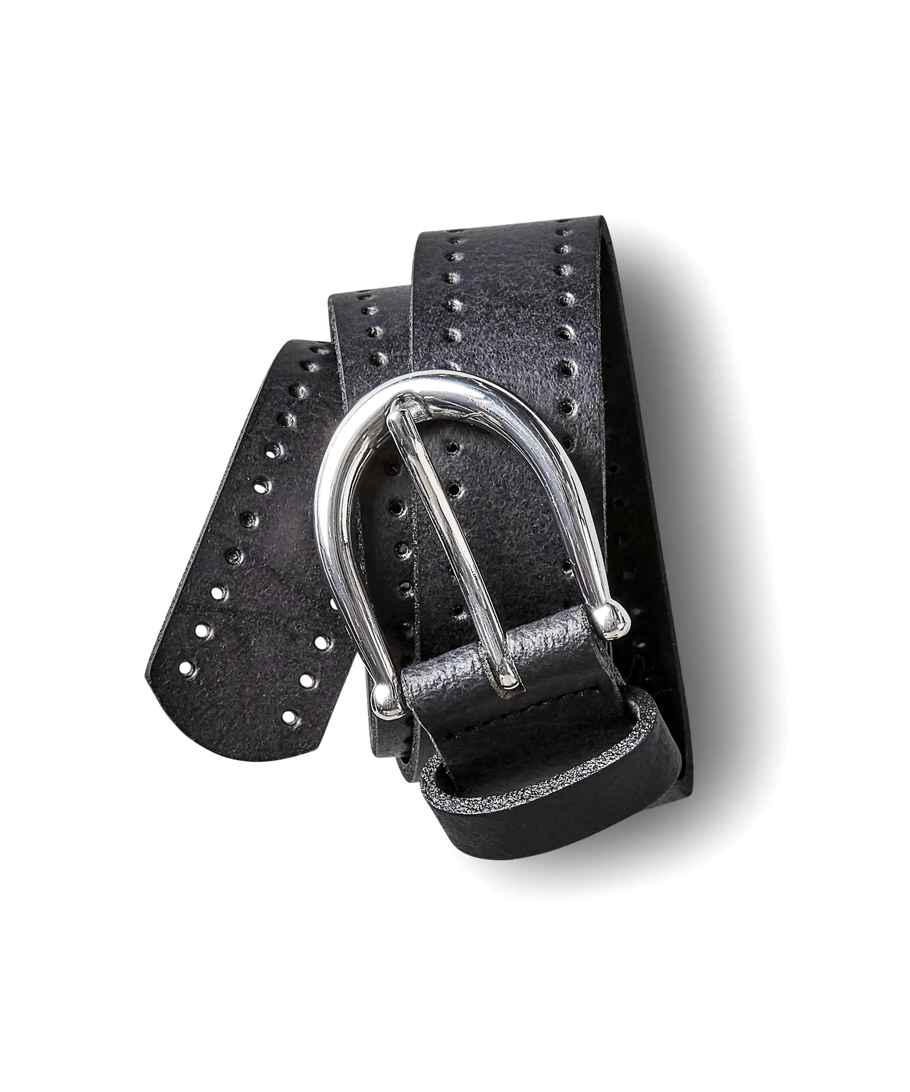 Denver Hayes Women's Italian Split Leather Perforated Belt