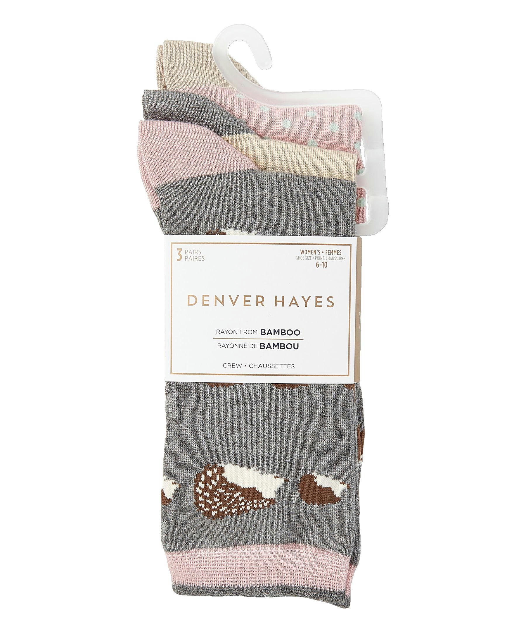 Denver Hayes Women's 3 Pack Bamboo Crew Socks