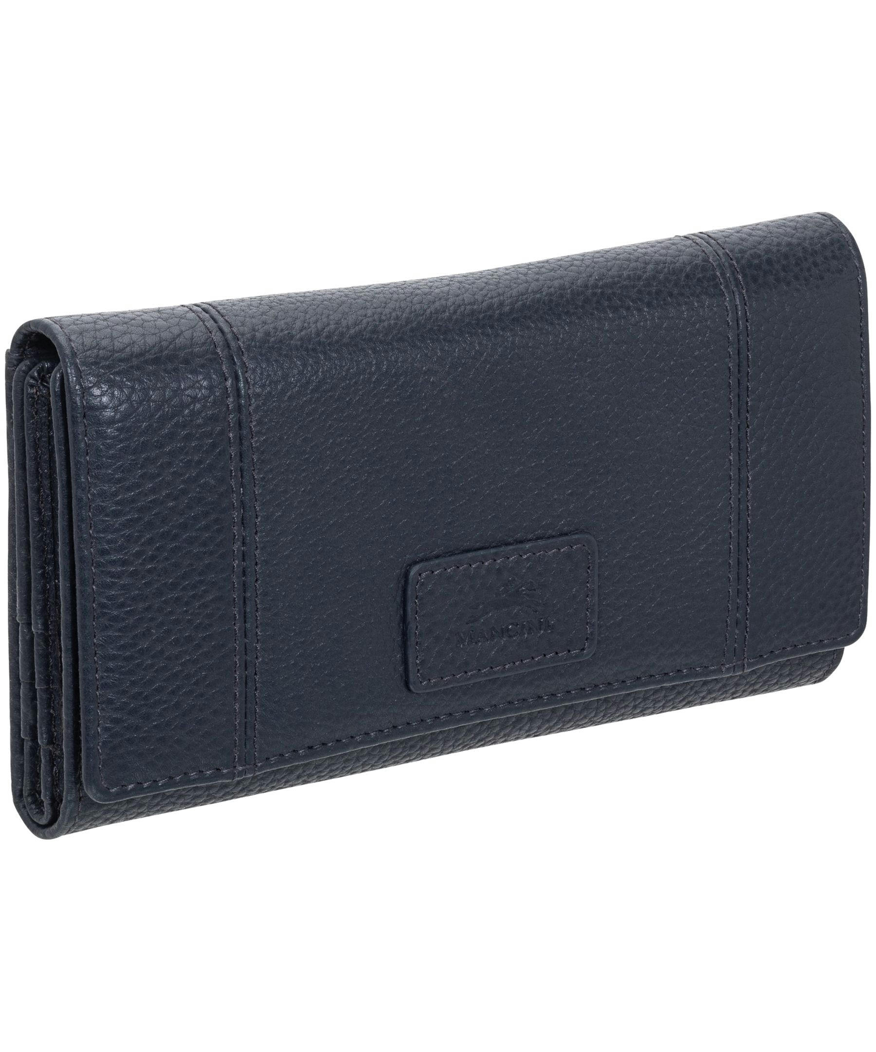 Mancini Leather Goods Women's Pebelled RFID Secure Trifold Wing Wallet