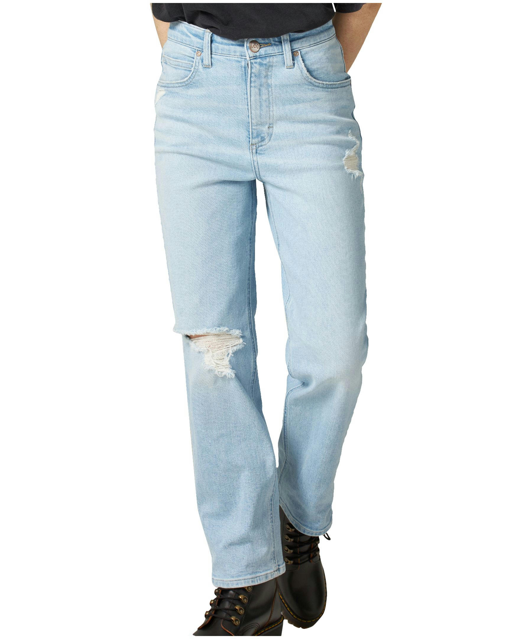 Lee Women's Heritage High Rise Straight Leg Cropped Jeans - Light Indigo