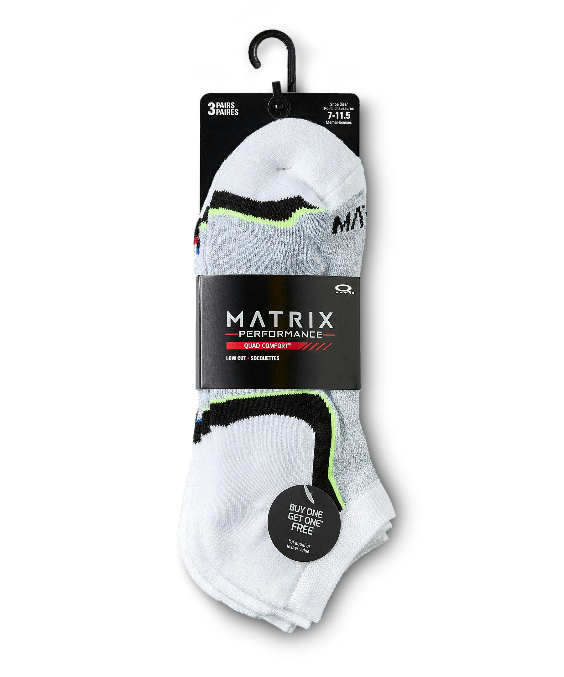 Matrix Men's 3 Pack FRESHTECH Quad Comfort Low Cut Sport Socks