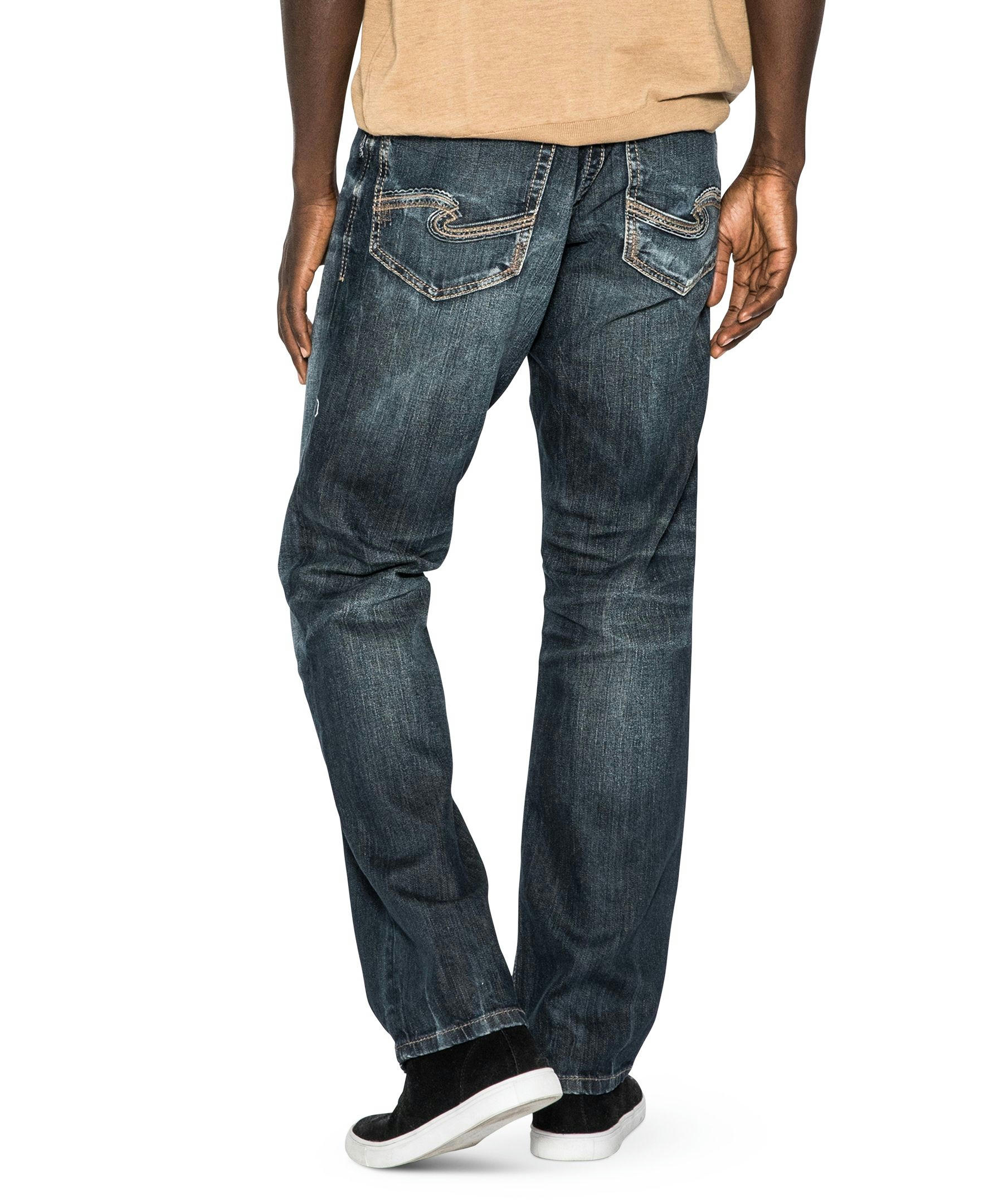 Silver Men's Grayson Easy Fit High Rise Straight Leg Jeans - Dark Wash