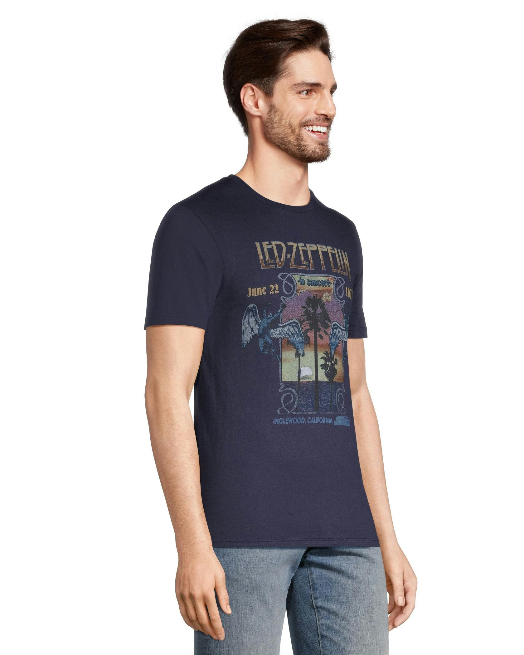 Logo T-Shirts Men's Led Zeppelin Inglewood Graphic Vintage T Shirt