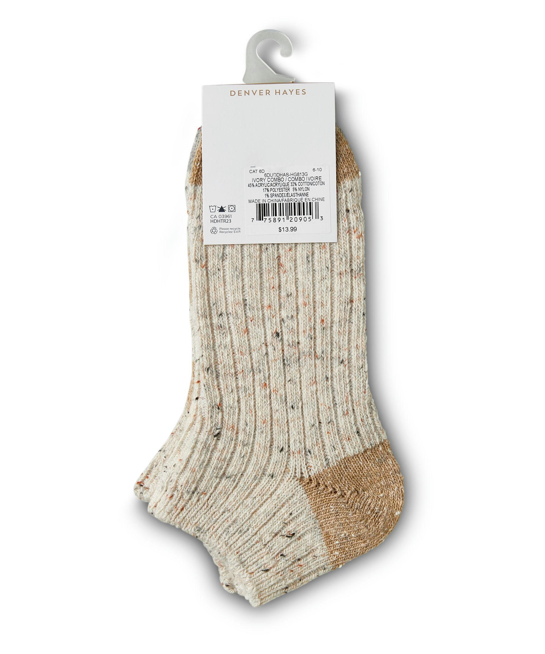 Denver Hayes Women's 2 Pack Low Cut Sweater Socks