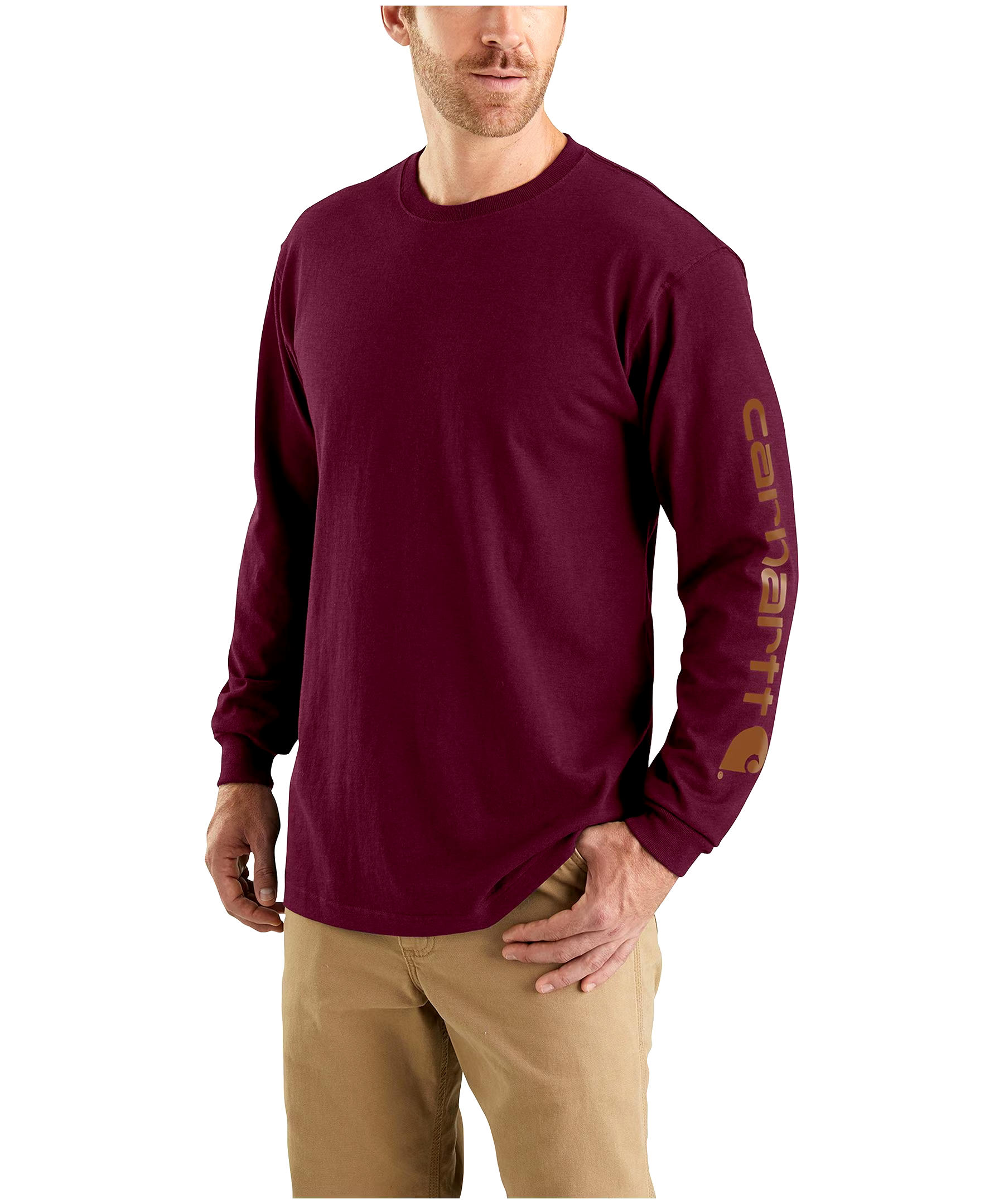 Carhartt Men's Loose Fit Sleeve Logo Long Sleeve Graphic T Shirt