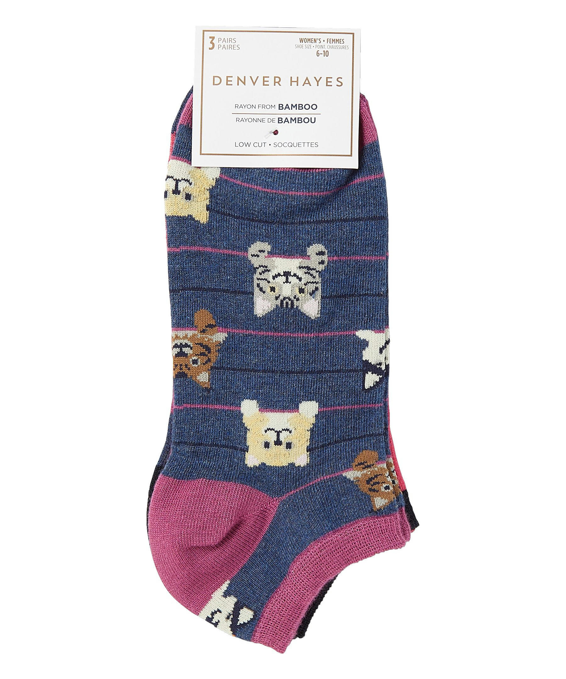 Denver Hayes Women's 3 Pack Bamboo Low Cut Socks