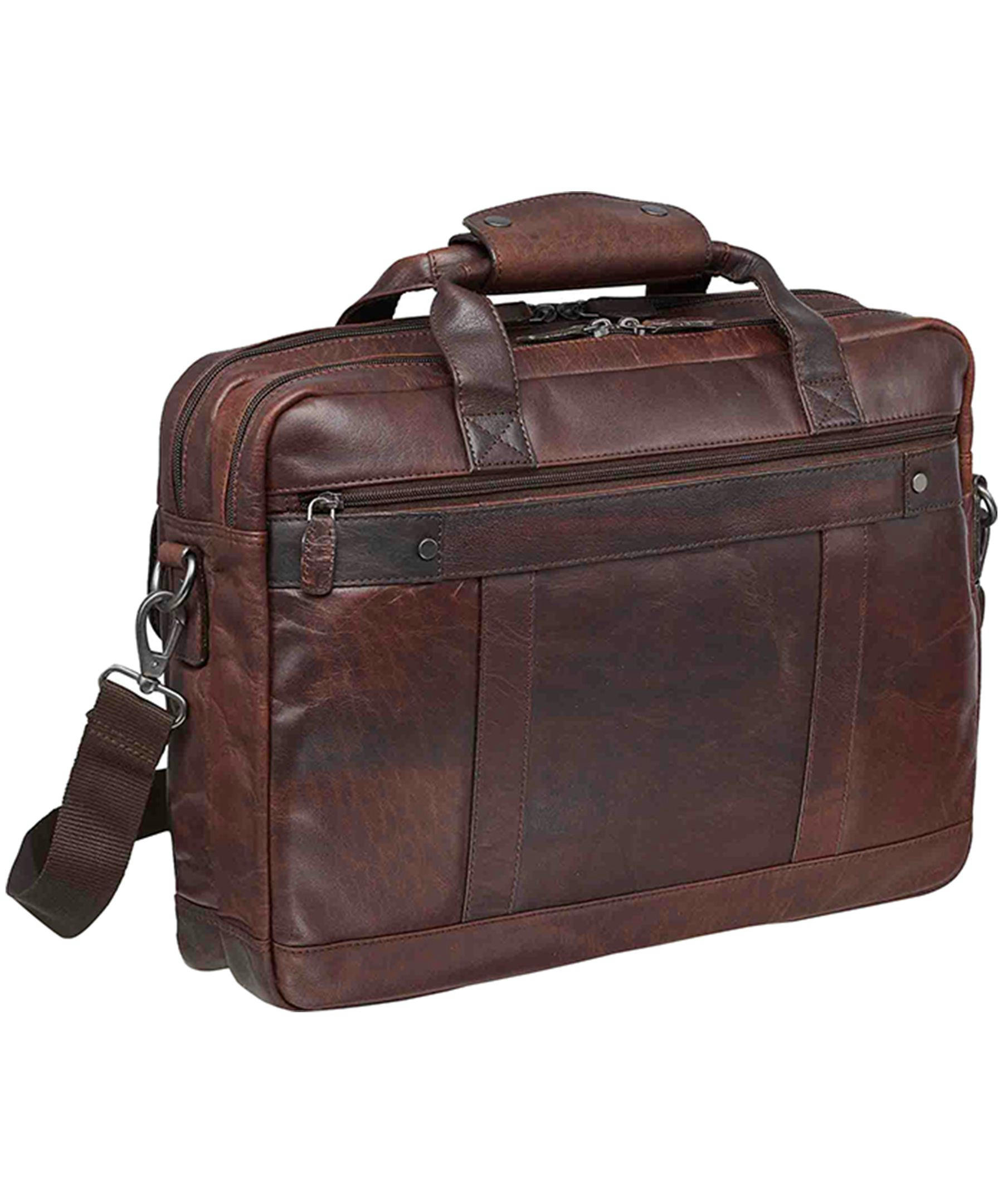 Mancini Leather Goods Men's Buffalo Laptop Briefcase Black