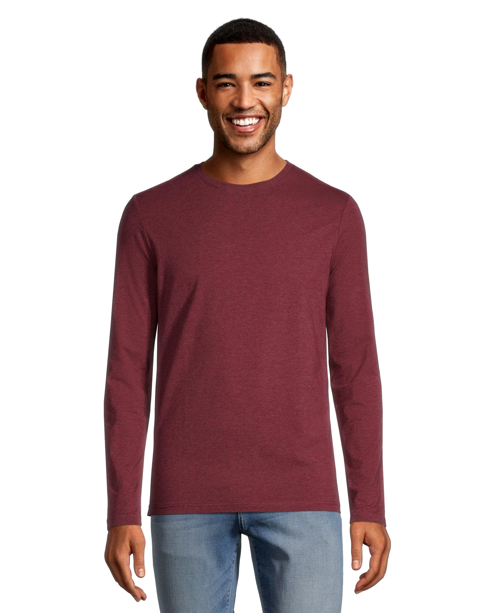 Denver Hayes Men's Stretch Long Sleeve Modern Fit Crewneck T Shirt