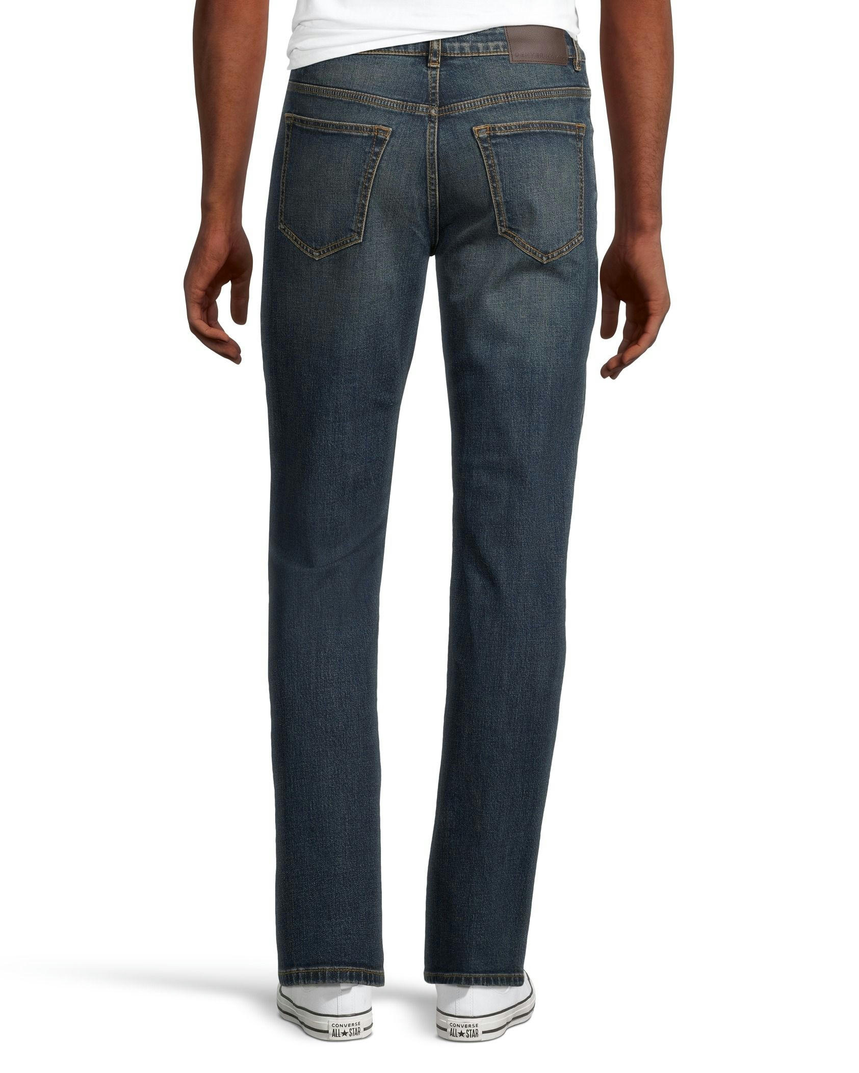 Denver Hayes Men's FLEXTECH Relax Fit Tapered Led Dark Tint Wash Jeans